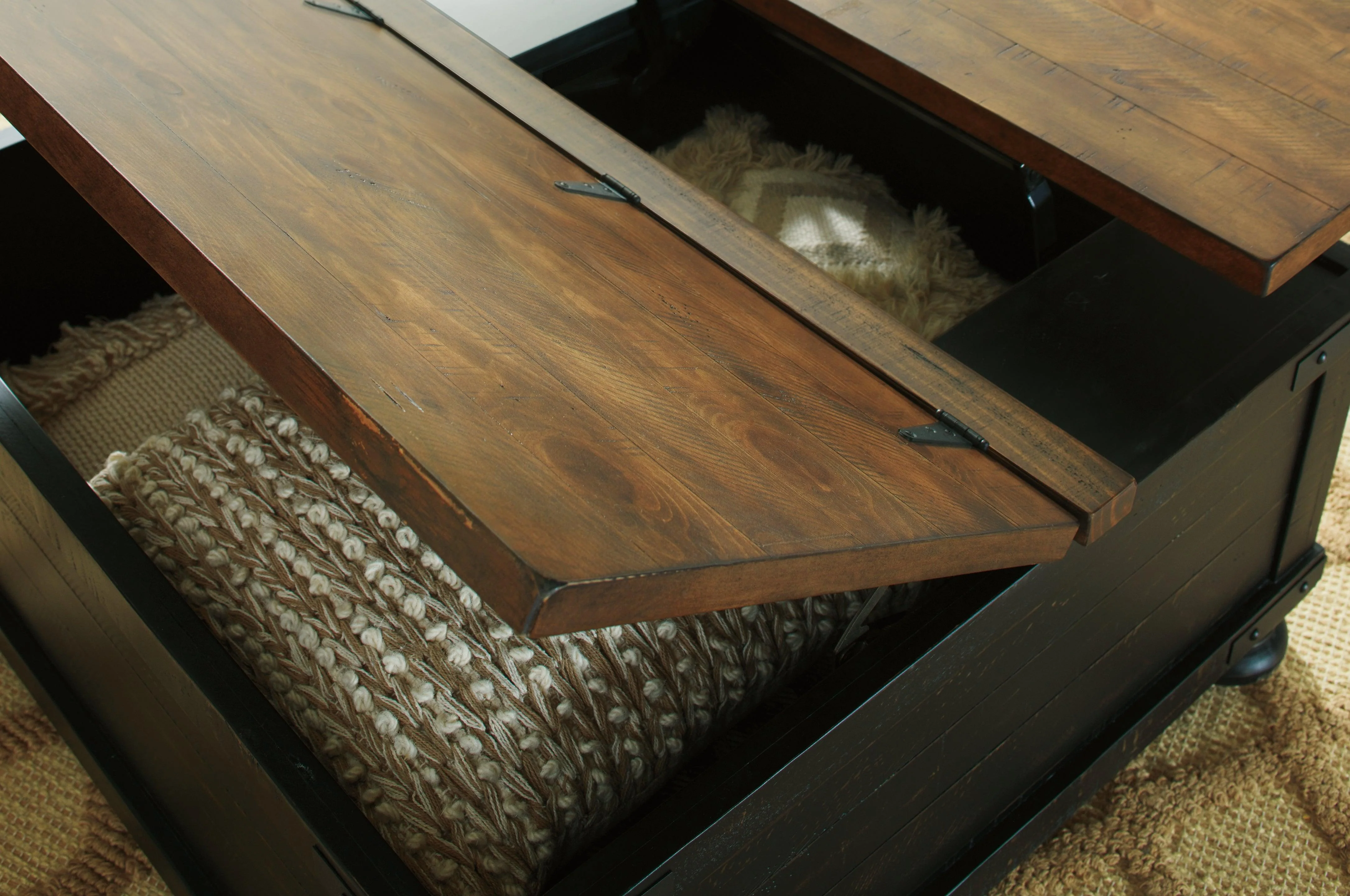 Valebeck Black Brown Coffee Table With Lift Top - Image 3