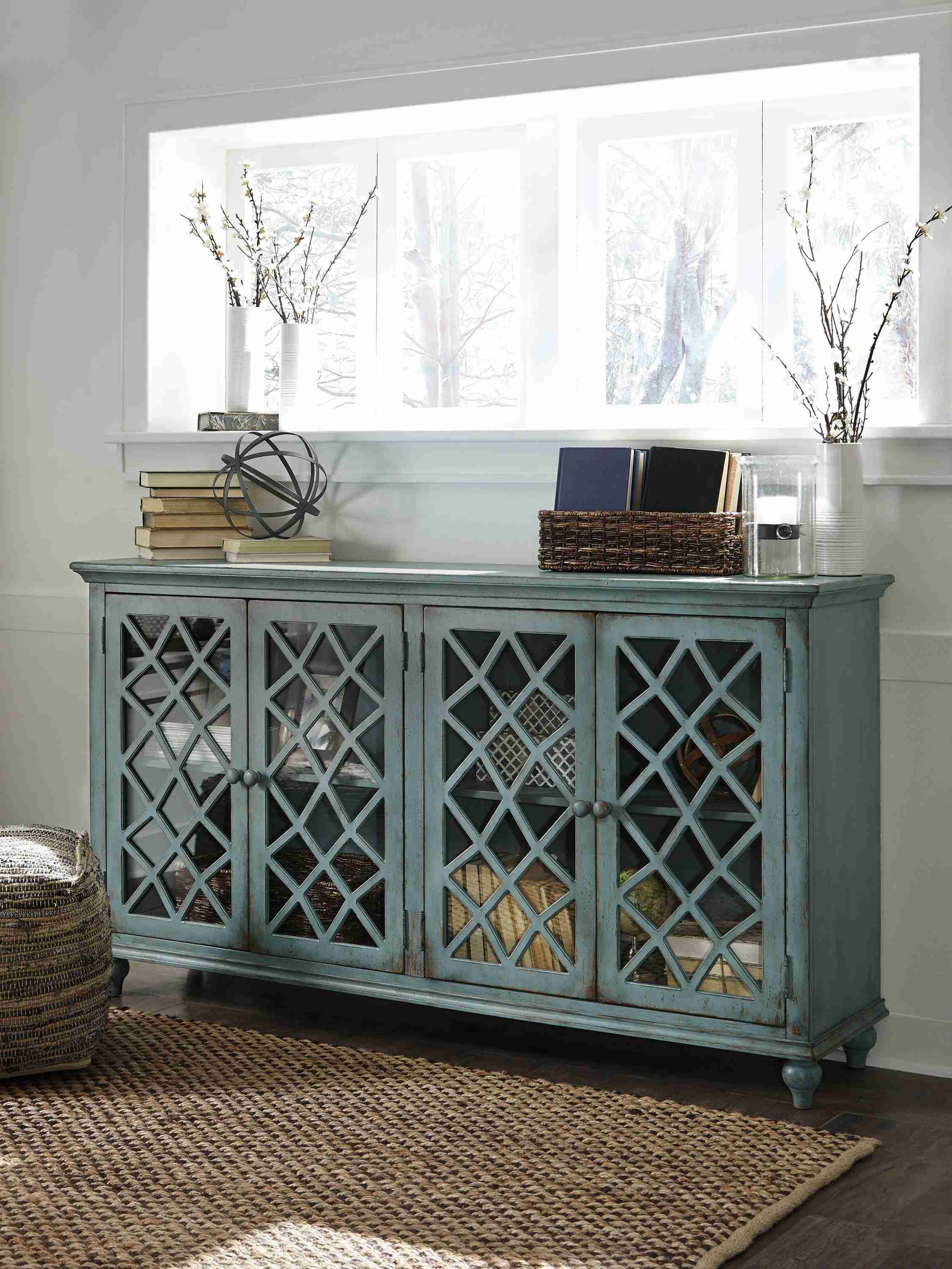 Mirimyn Antique Teal Accent Cabinet - Image 3