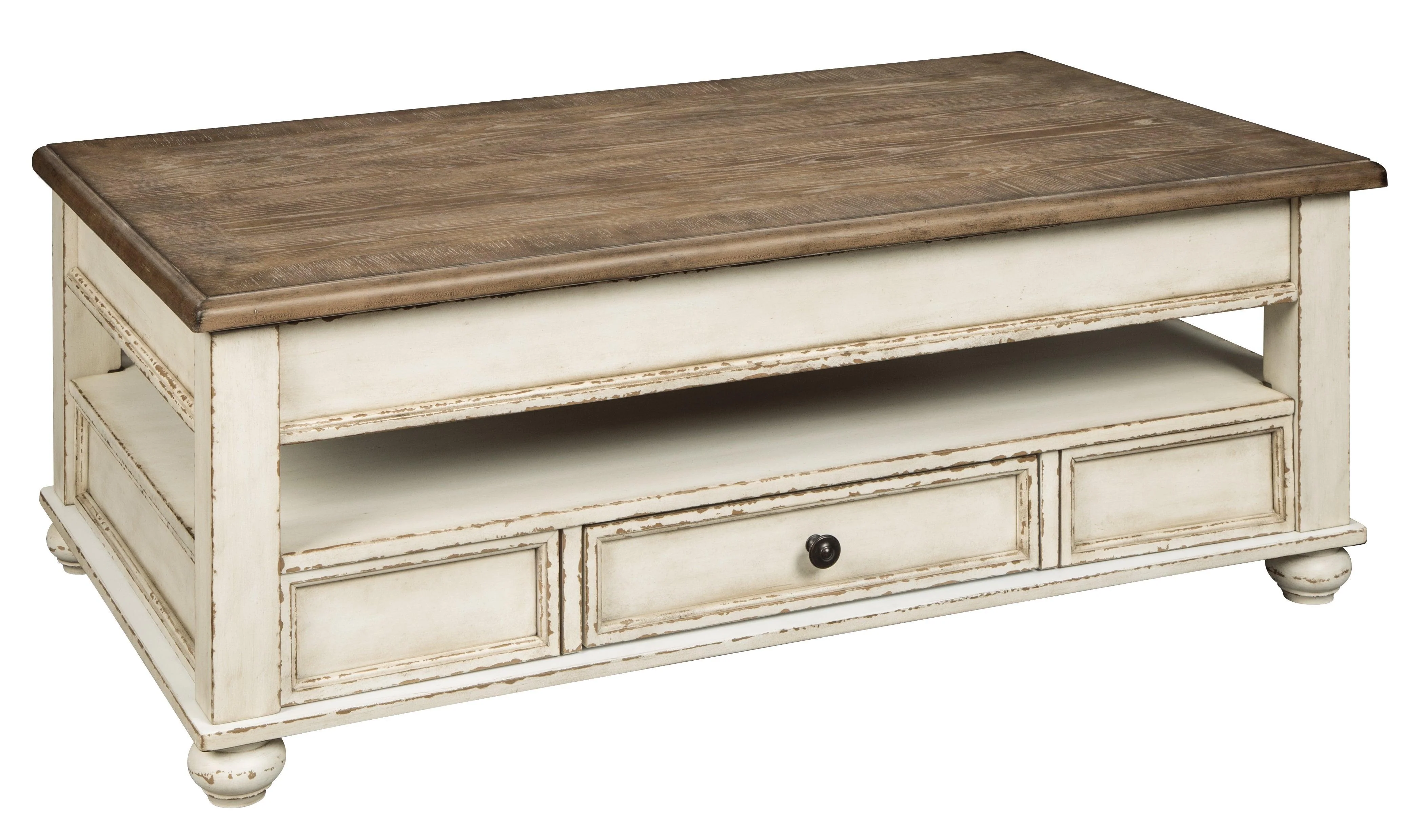 Realyn White Brown Coffee Table With Lift Top - Image 2