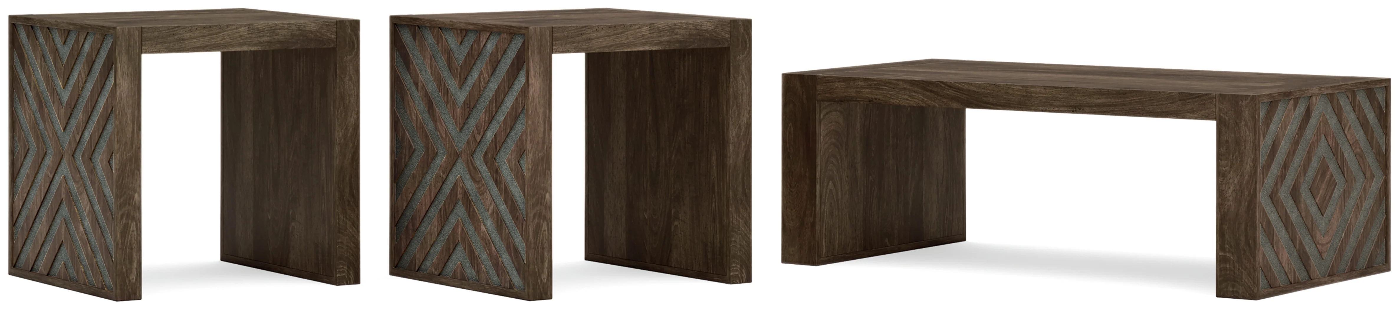 Dreggan Brown Coffee Table with 2 End Tables - Image 2