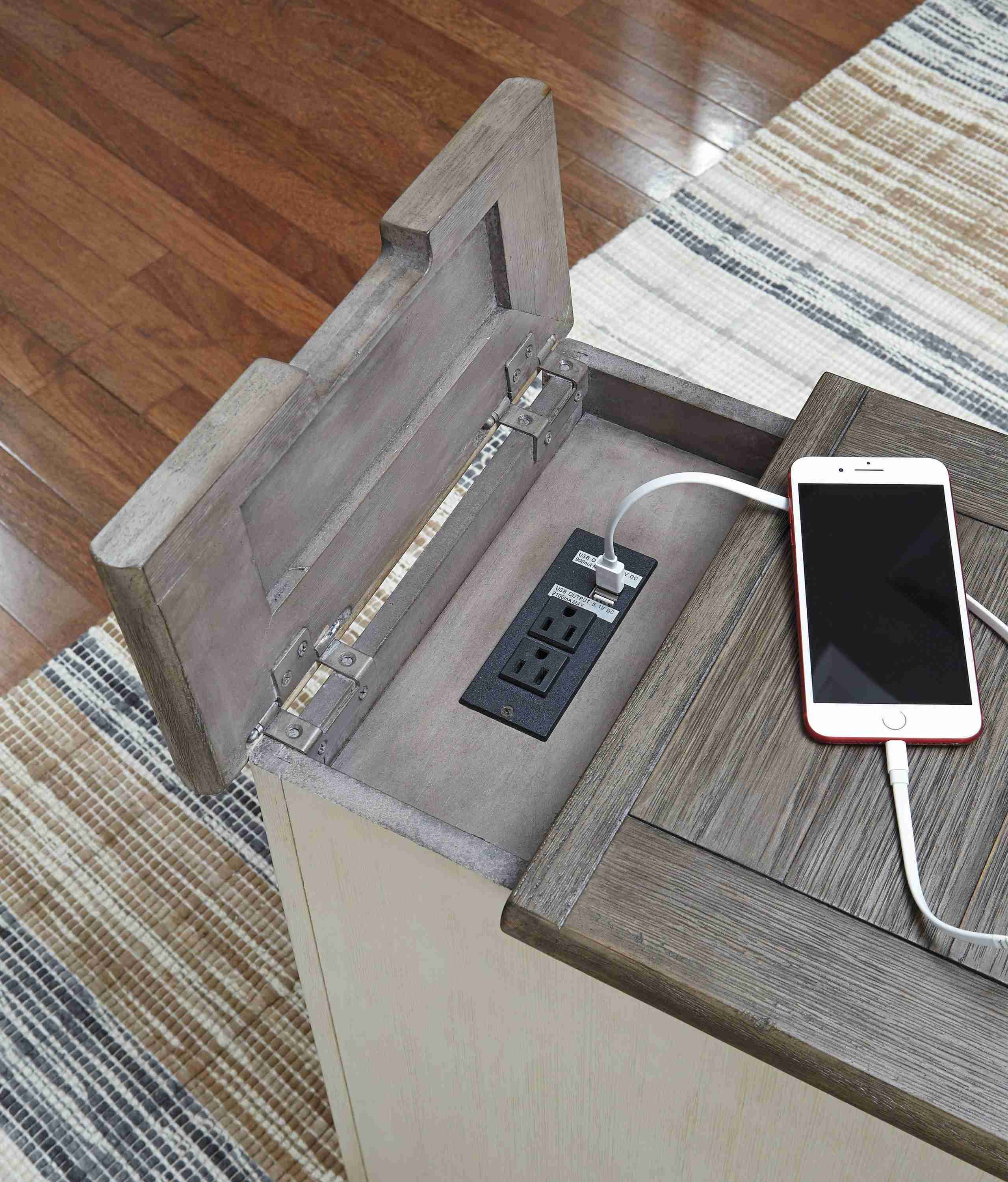 Bolanburg Two-Tone Chairside End Table With Usb Ports & Outlets - Image 3