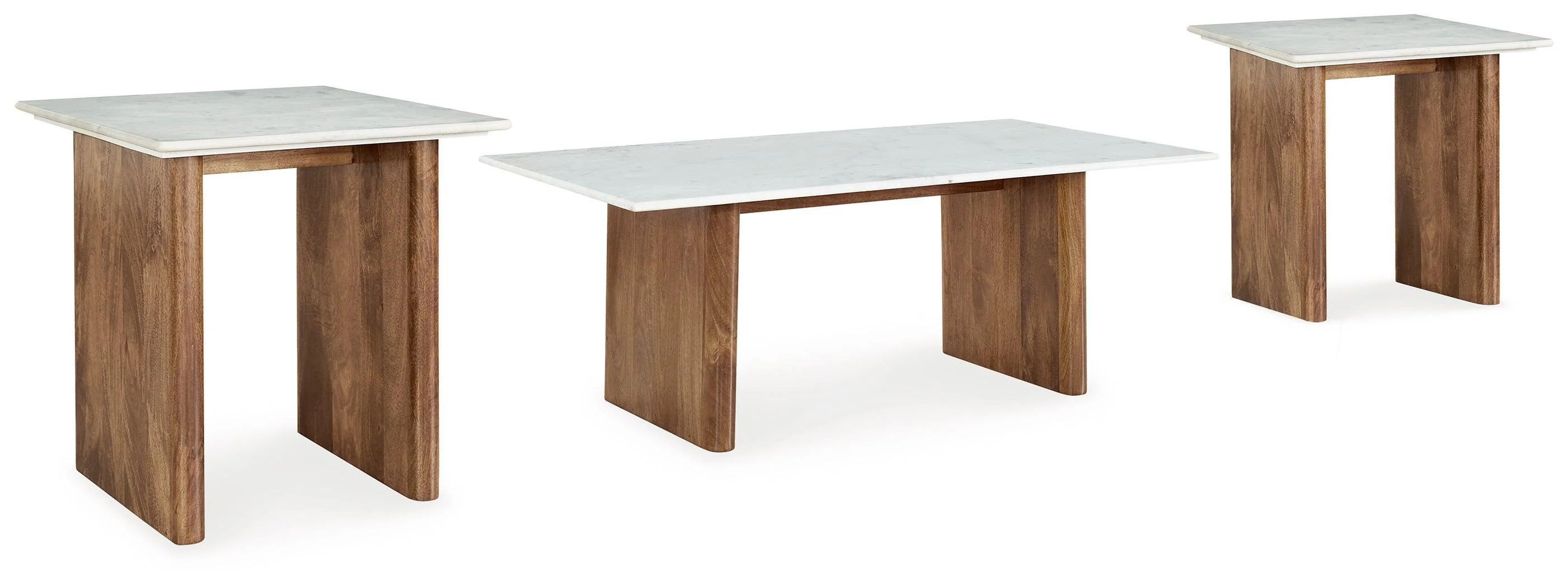 Isanti Light Brown White Coffee Table With 2 End Tables - Image 3