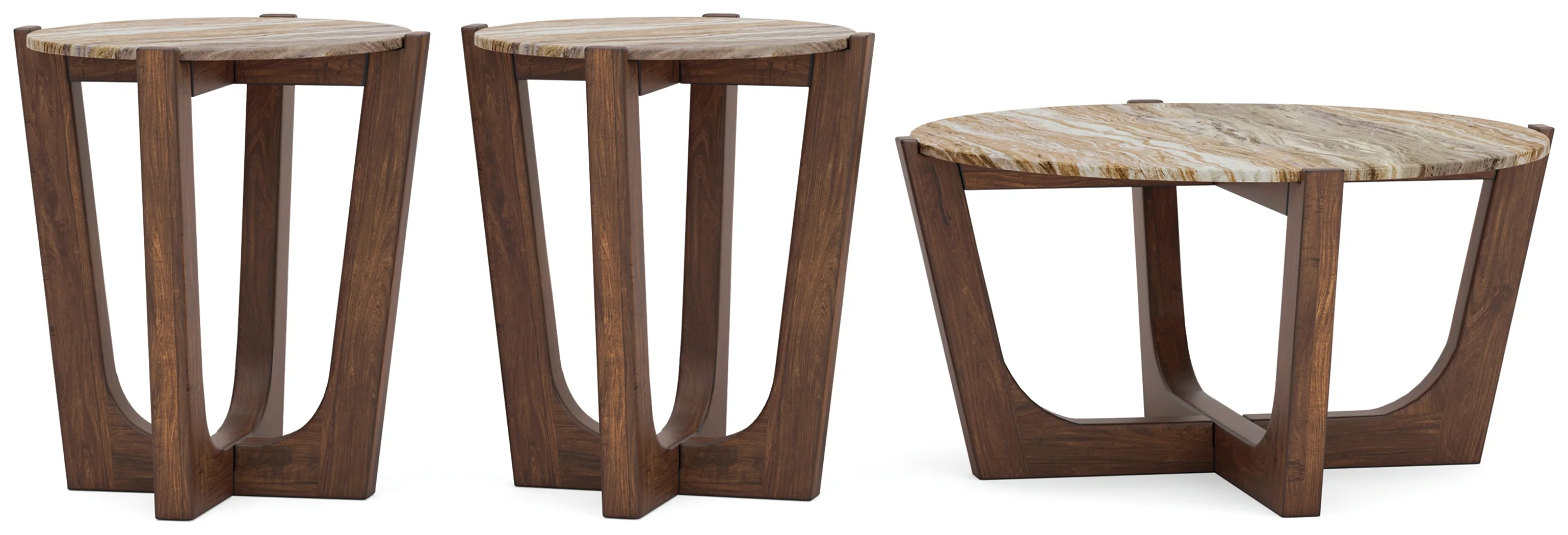 Tanidore Warm Brown Coffee Table with 2 End Tables - Image 2