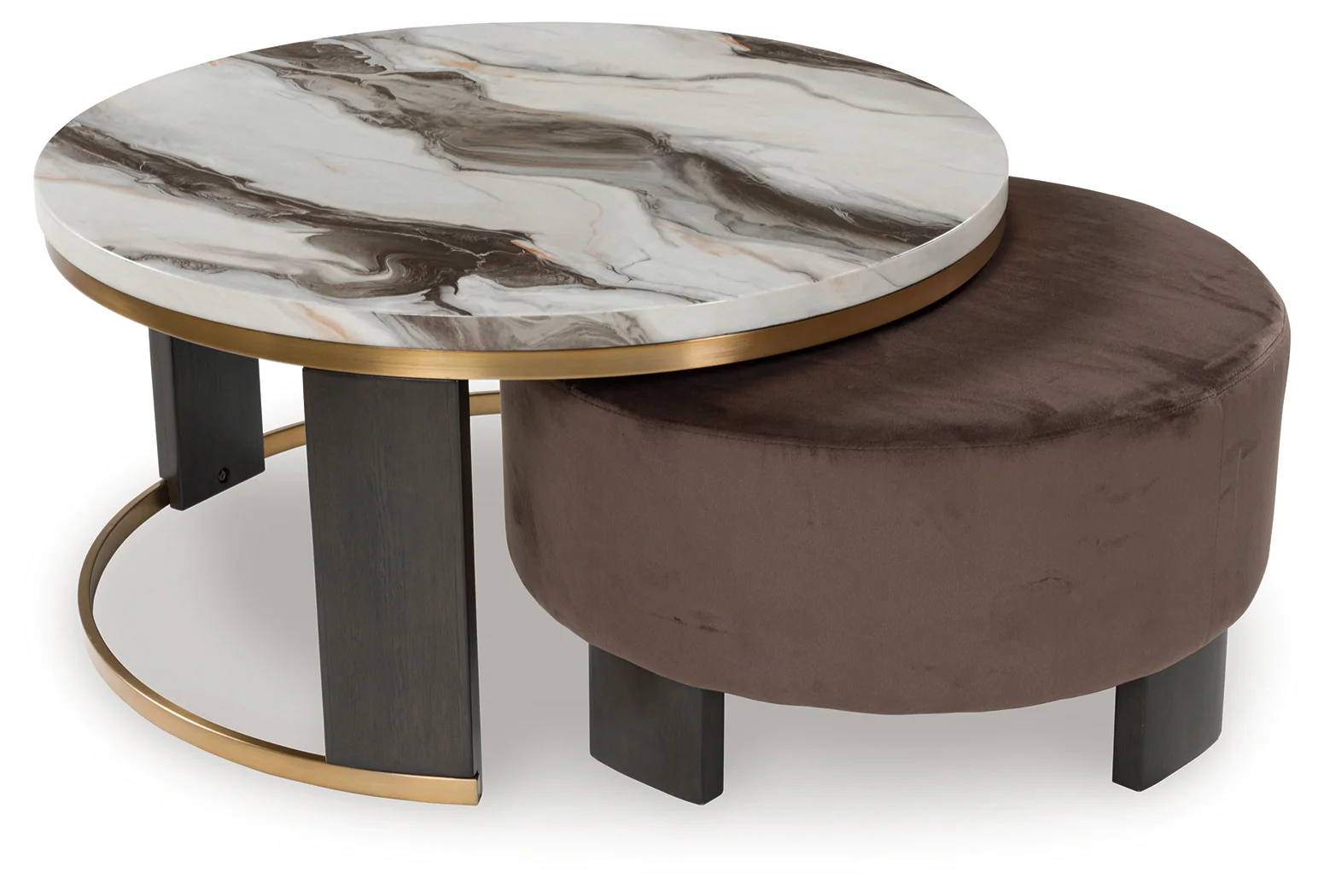 Jazmore Brown/Brass Finish Nesting Coffee Table (Set of 2) - Image 2