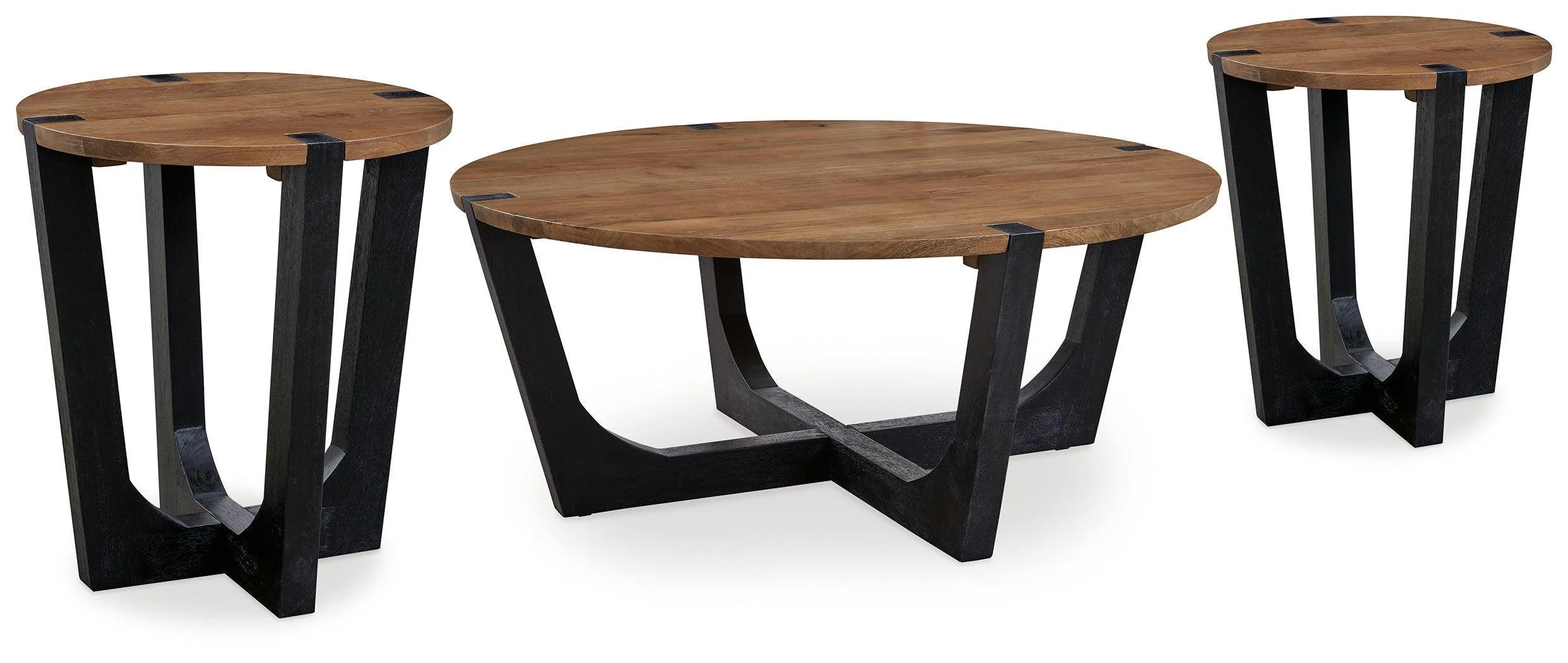 Hanneforth Brown Black Coffee Table With 2 End Tables - Image 3