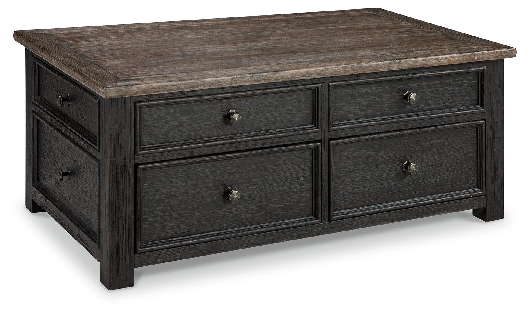 Tyler Creek Grayish Brown Black Coffee Table With Lift Top - Image 3