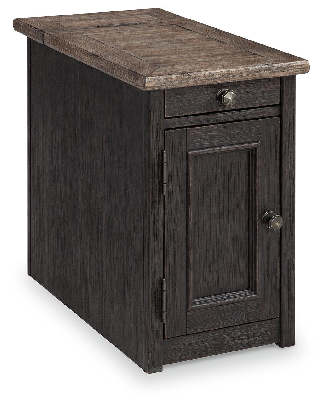 Tyler Creek Grayish Brown Black Chairside End Table With Usb Ports & Outlets - Image 2