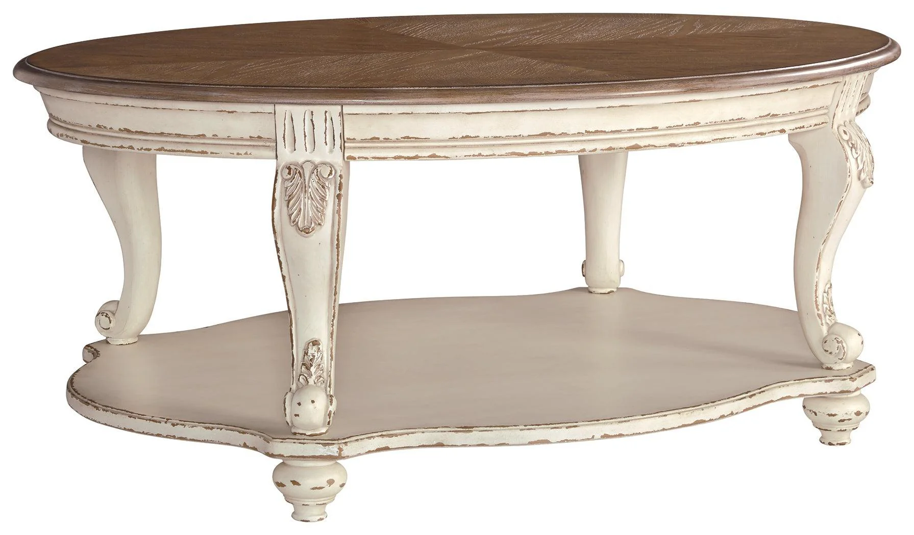 Realyn White Brown Coffee Table - Image 2