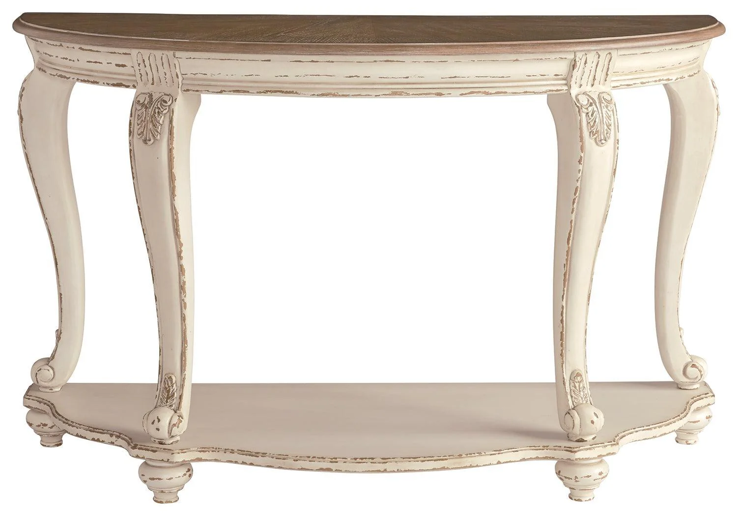 Realyn White Brown Sofa Table - Image 3