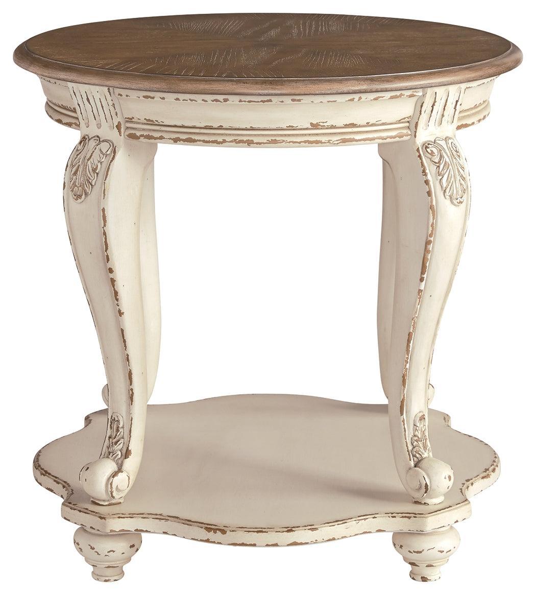 Realyn White Brown End Table - Image 3