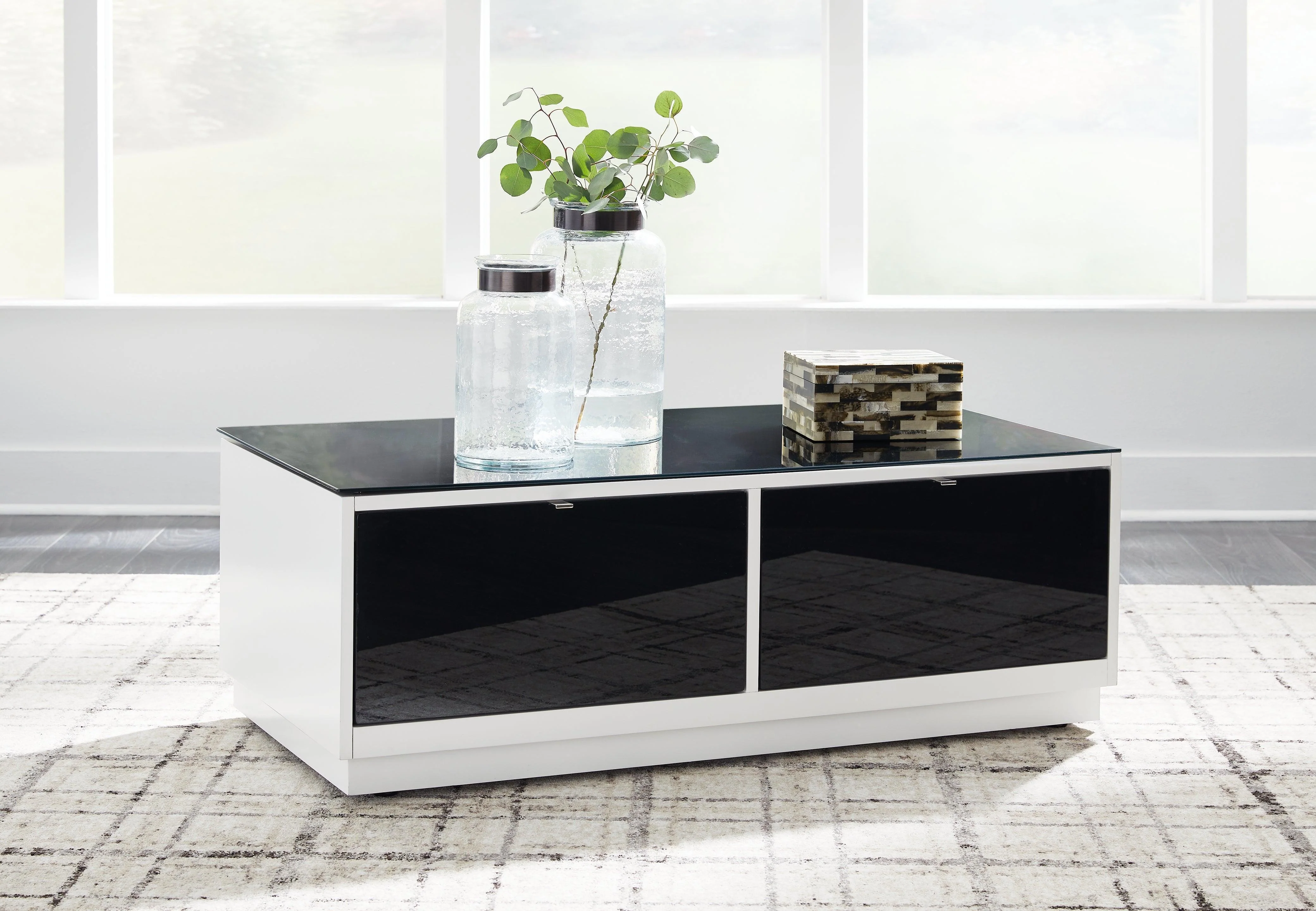 Gardoni White/Black Coffee Table with 2 End Tables - Image 2