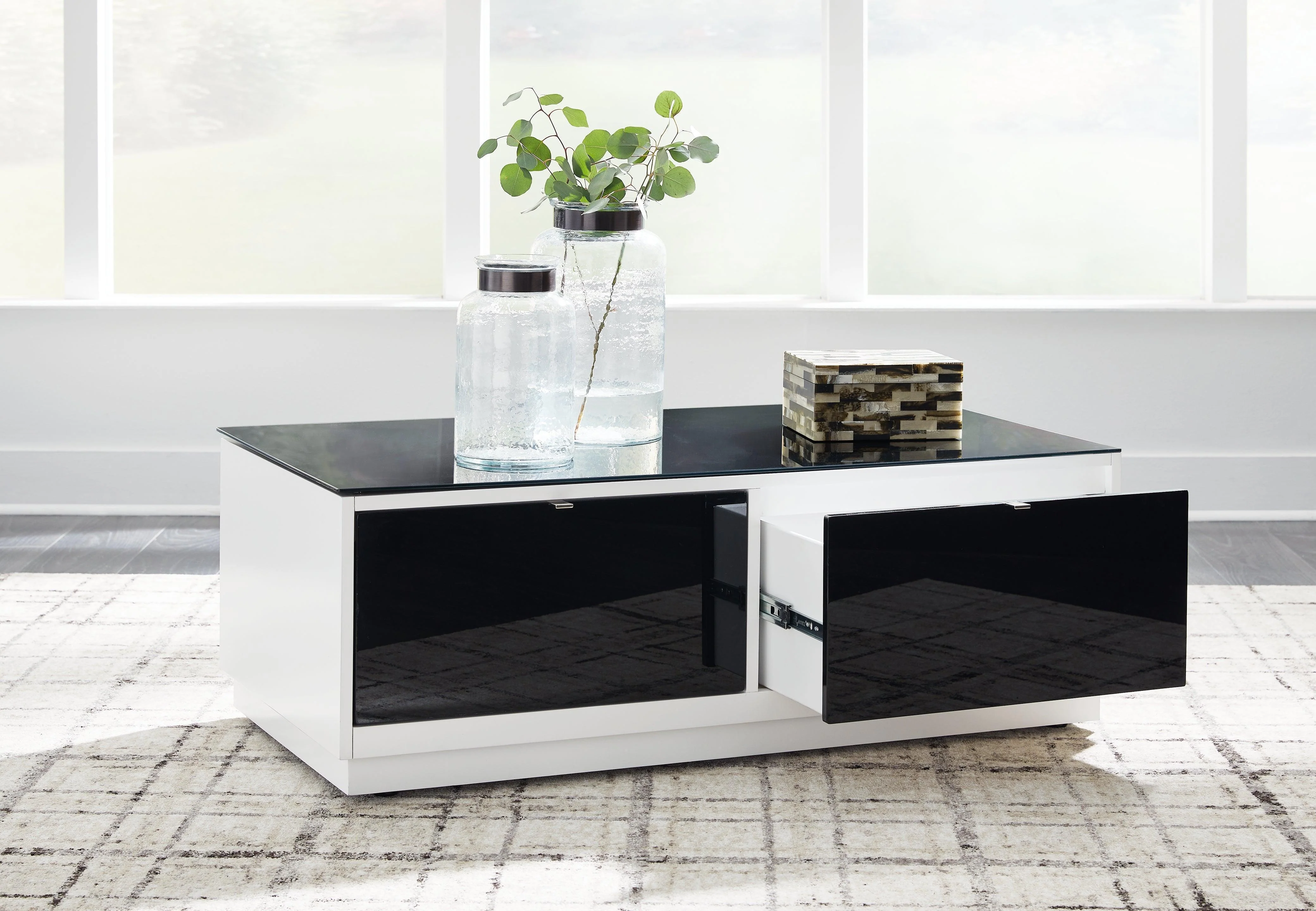 Gardoni White/Black Coffee Table with 2 End Tables - Image 3