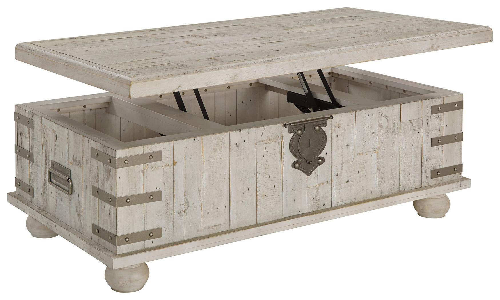 Carynhurst White Wash Gray Coffee Table With Lift Top - Image 3