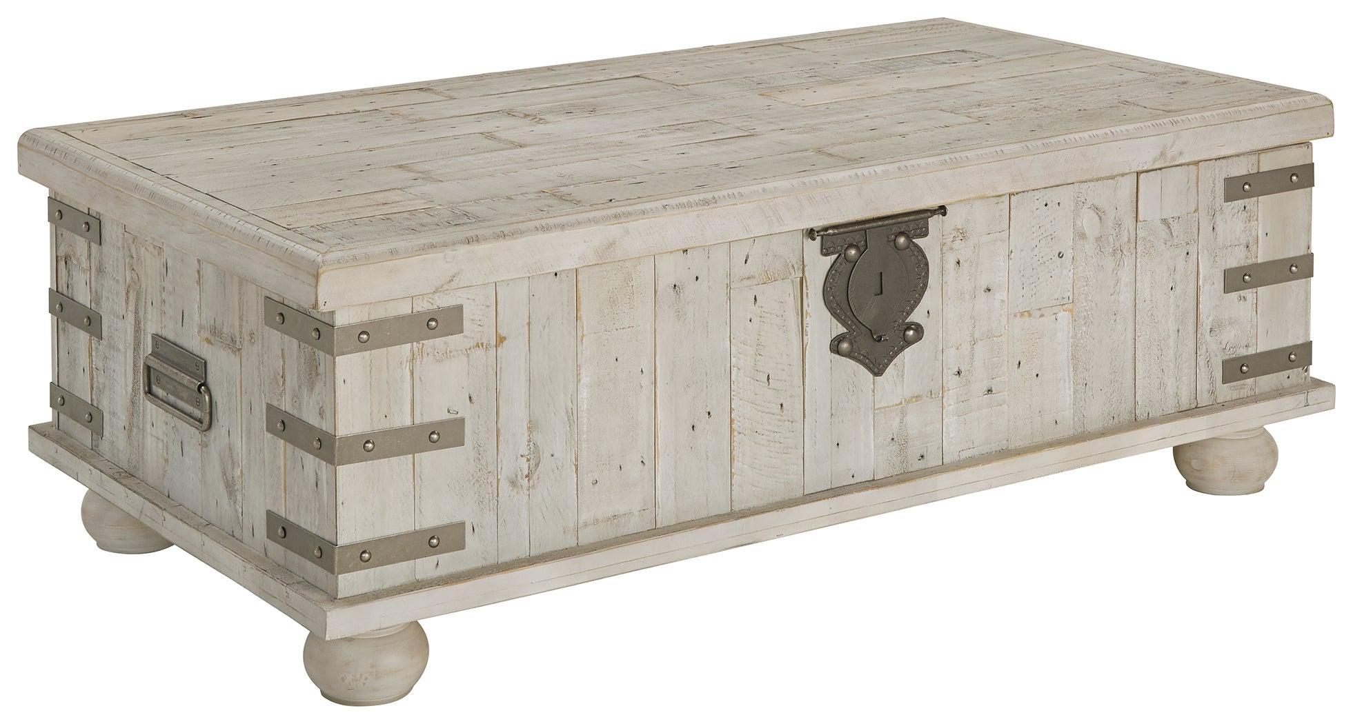 Carynhurst White Wash Gray Coffee Table With Lift Top - Image 2