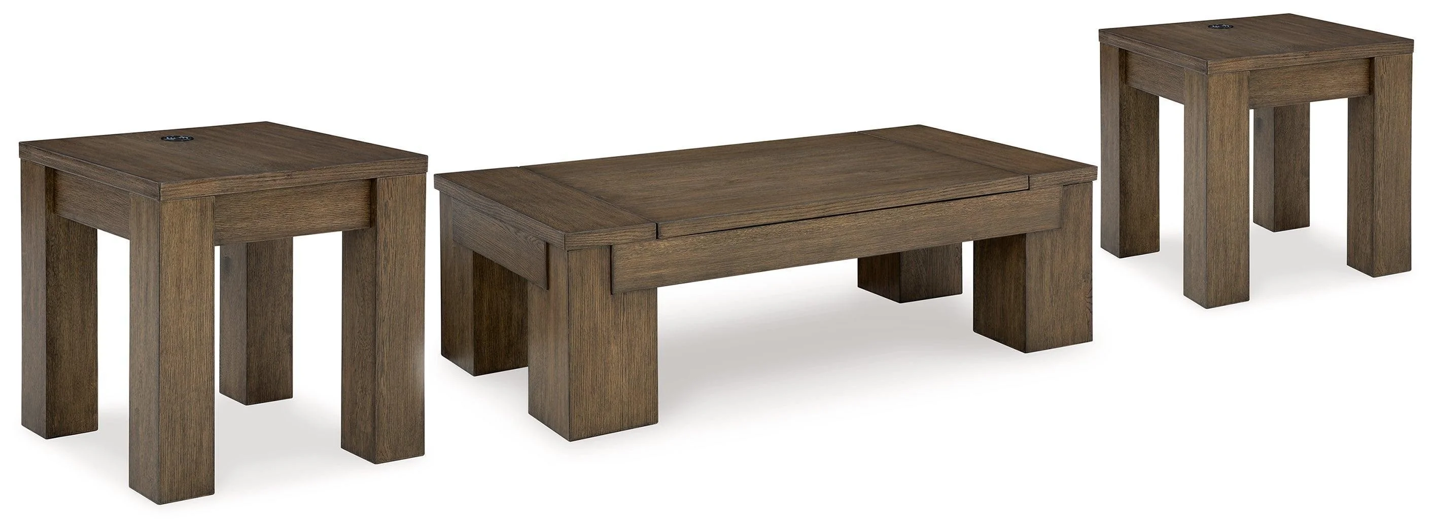 Rosswain Warm Brown Coffee Table With 2 End Tables - Image 2