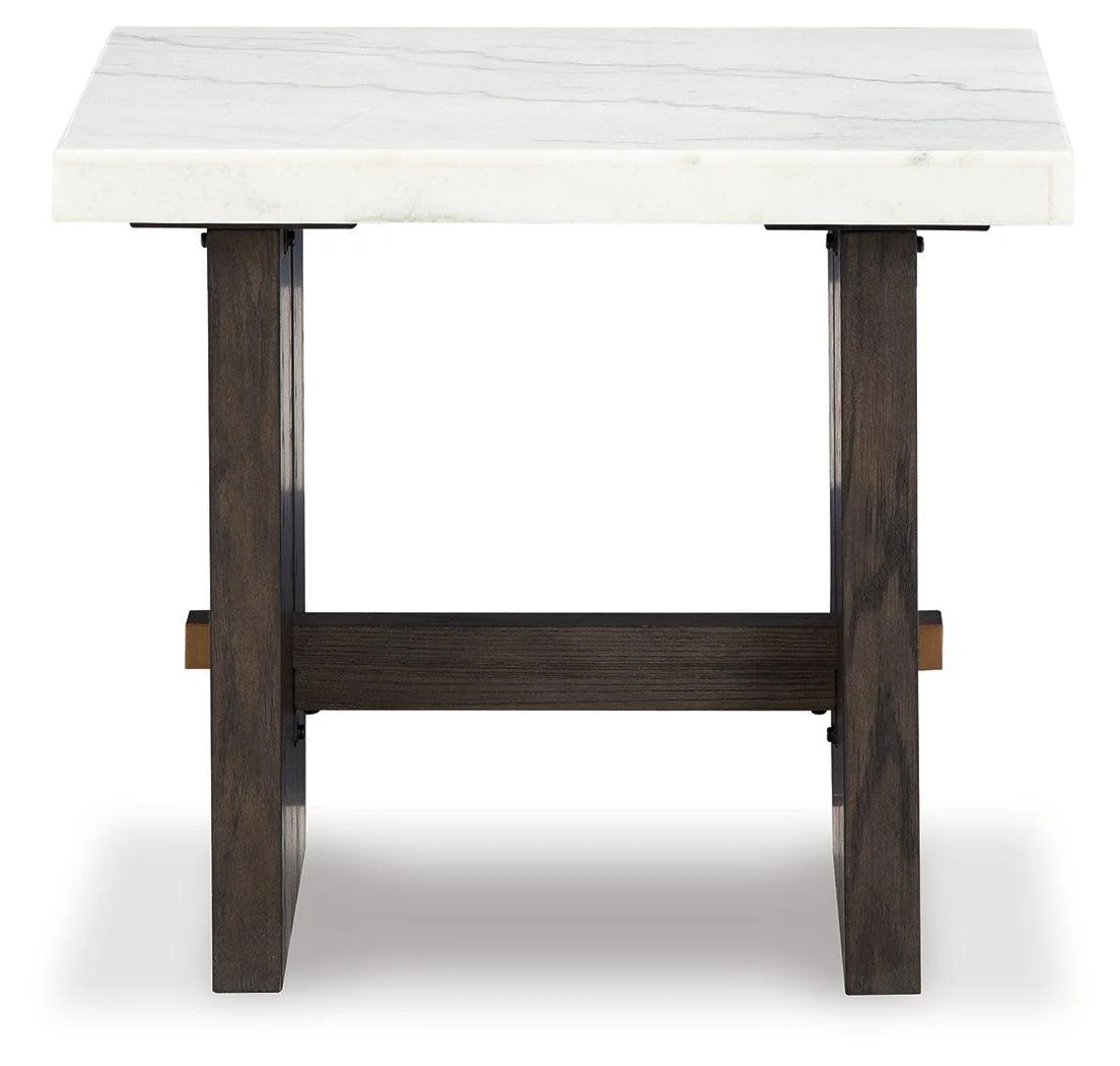 Burkhaus White Dark Brown End Table - Image 3