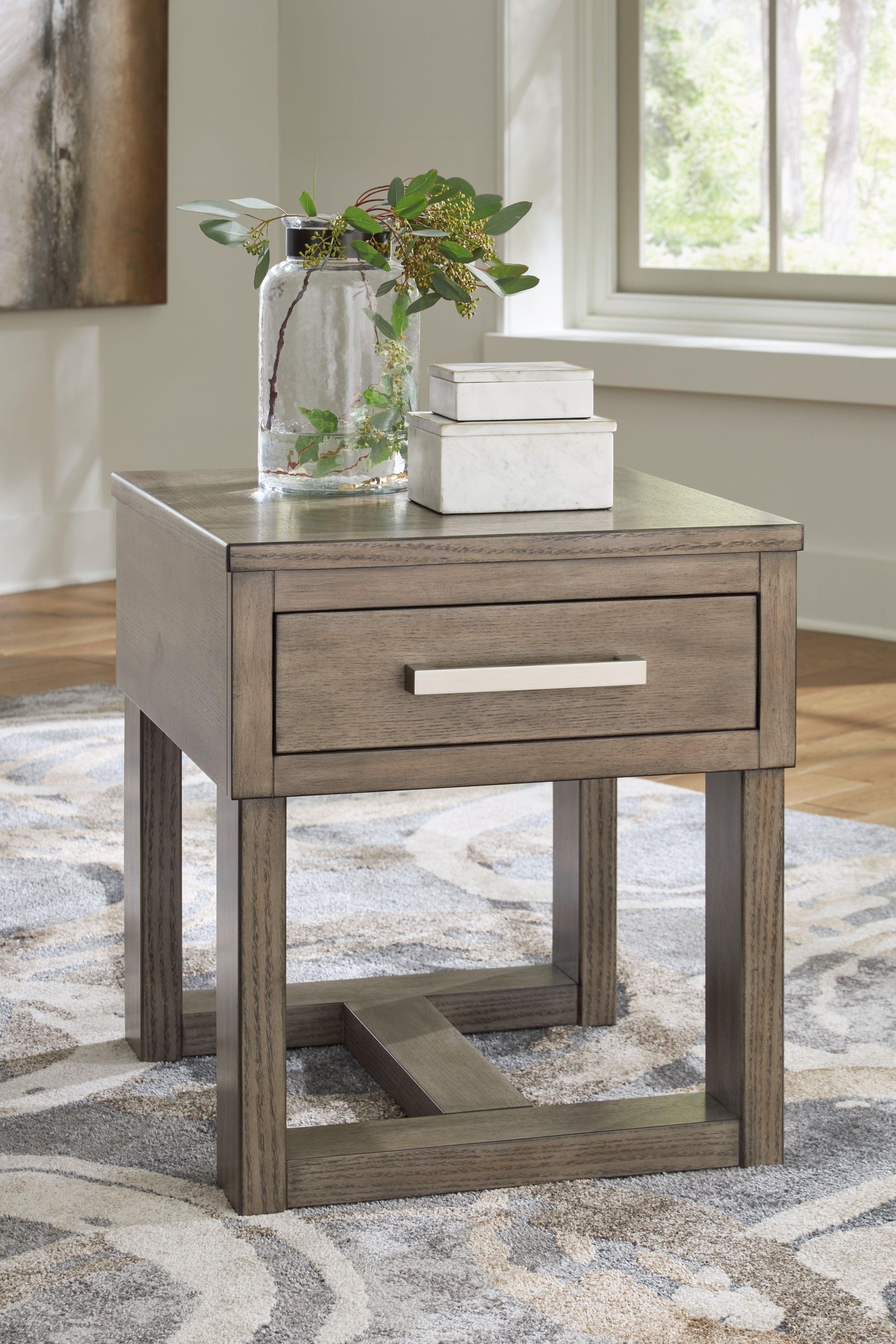 Loyaska Grayish Brown/White Coffee Table with 2 End Tables - Image 3
