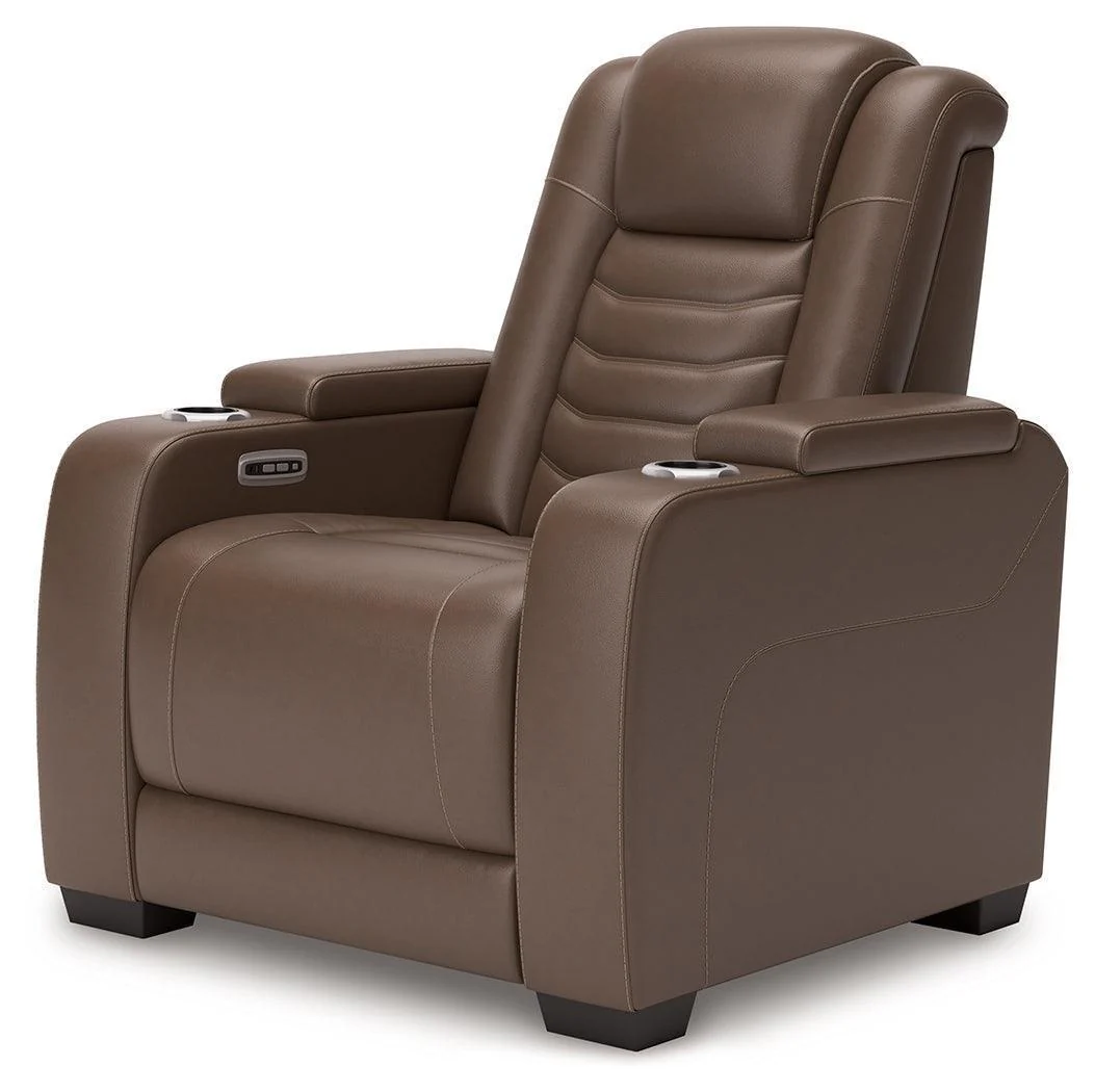 High Impact Tobacco Leather Power Recliner - Image 3