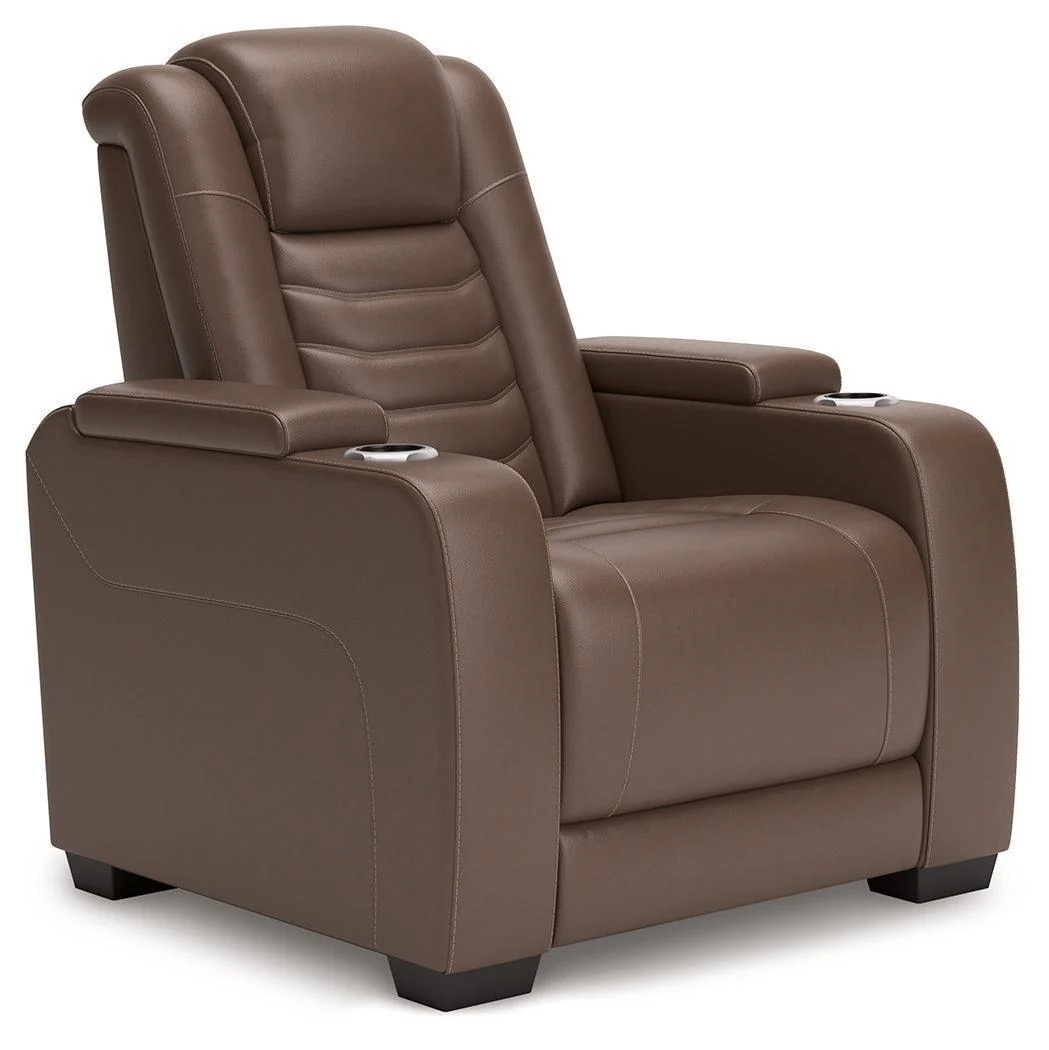 High Impact Tobacco Leather Power Recliner - Image 2