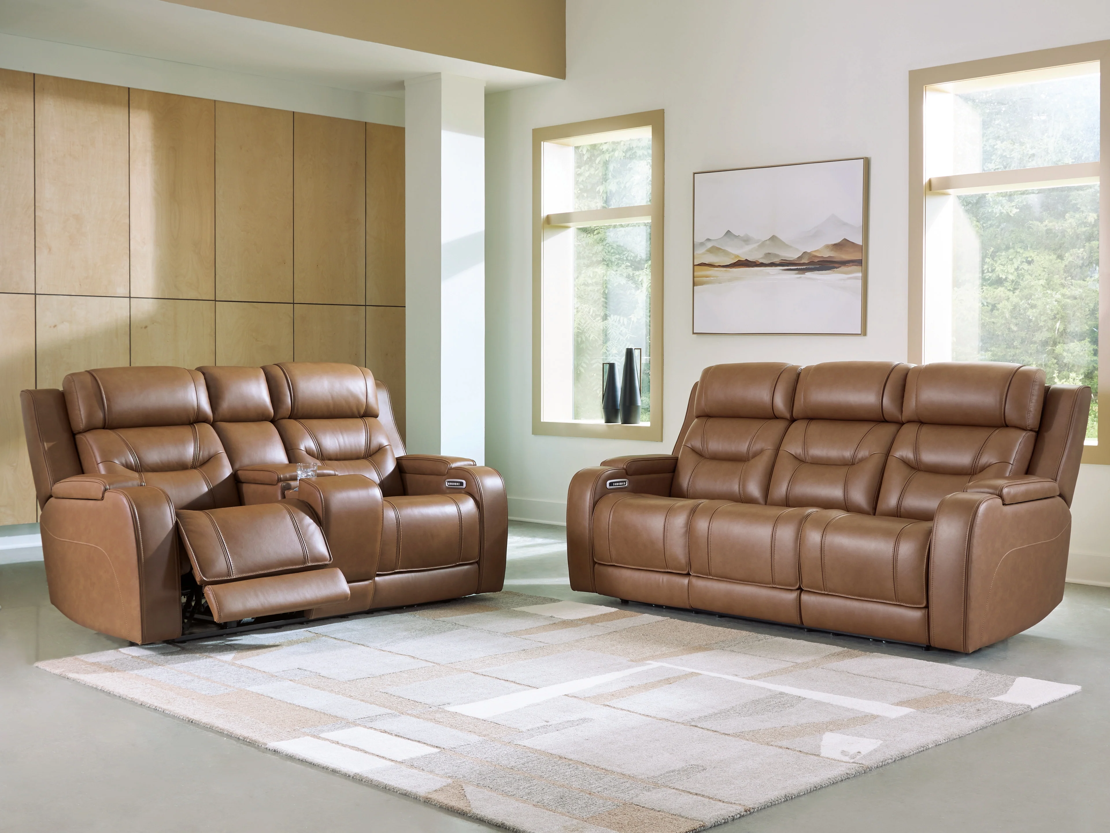 Knightington Caramel Sofa and Loveseat - Image 2