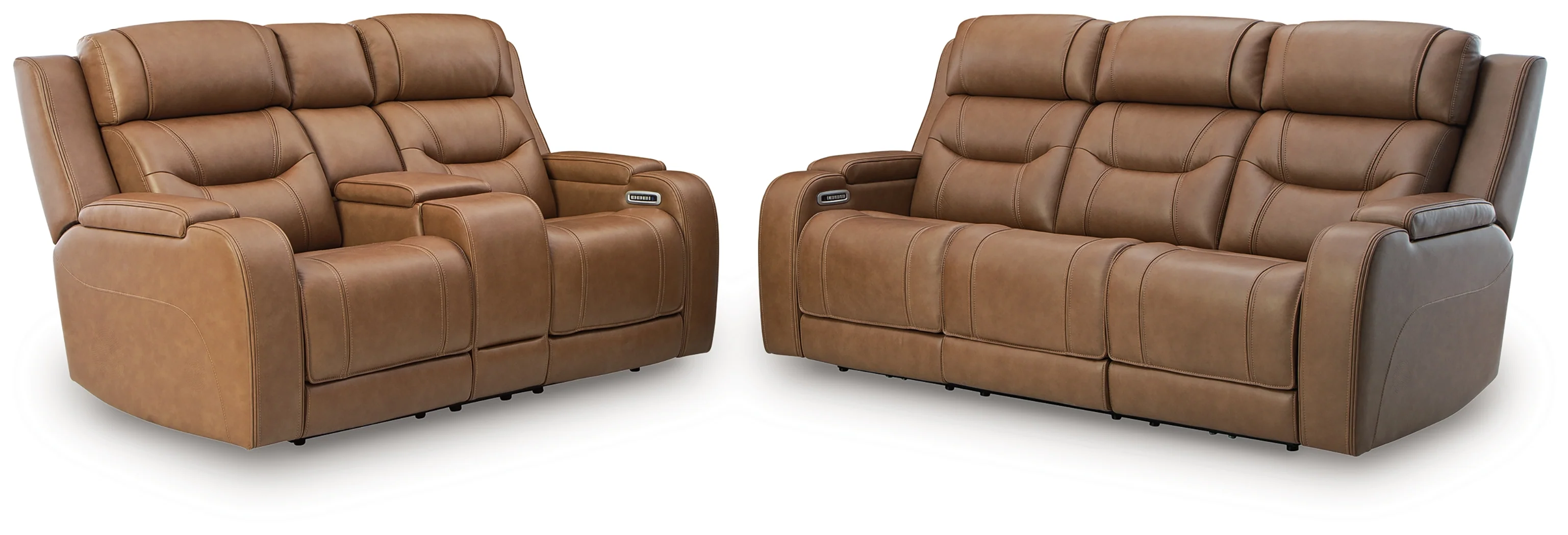 Knightington Caramel Sofa and Loveseat - Image 3