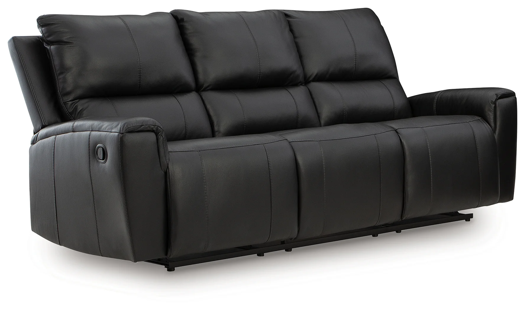 Glossmore Black Leather Reclining Sofa - Image 2
