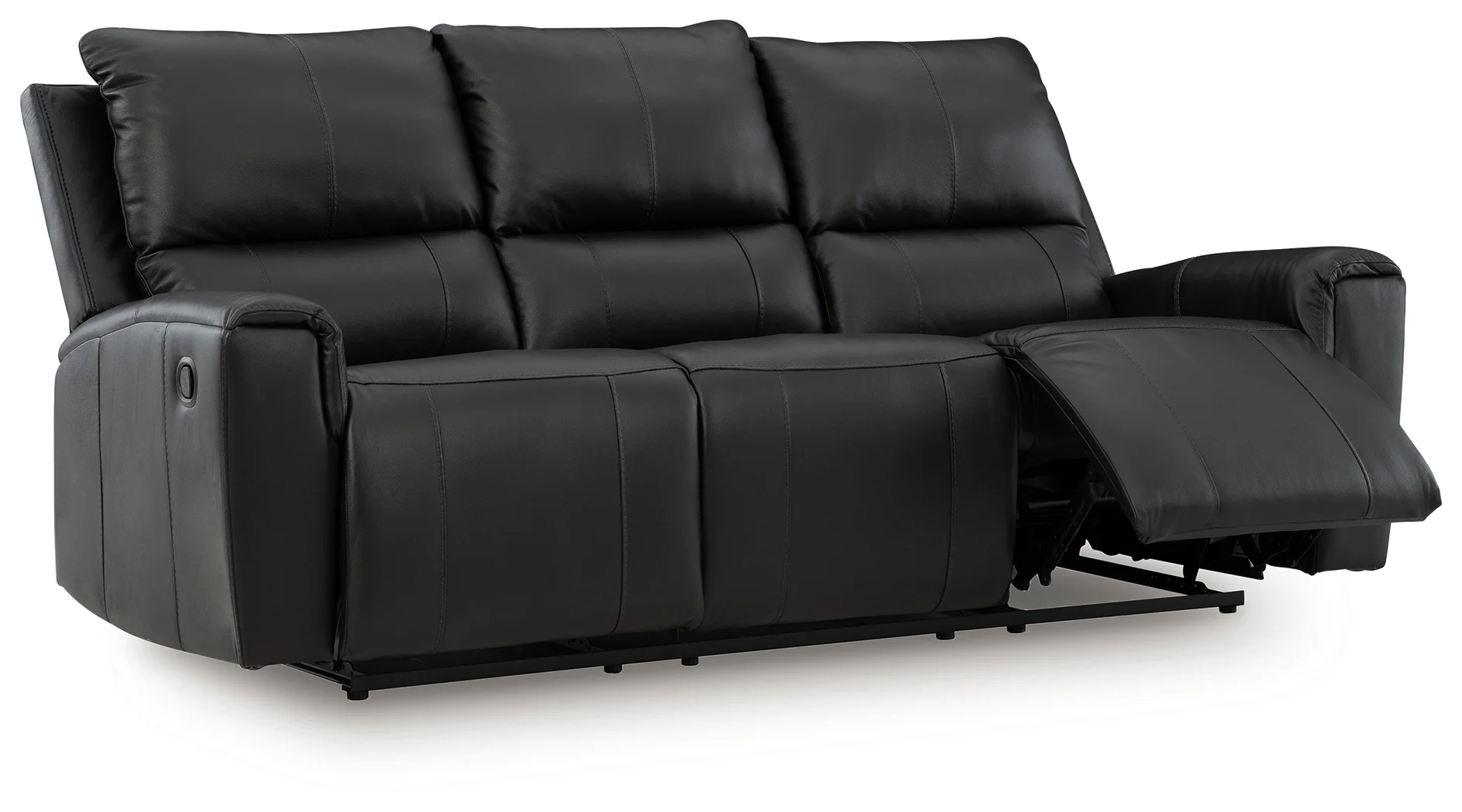 Glossmore Black Leather Reclining Sofa - Image 3