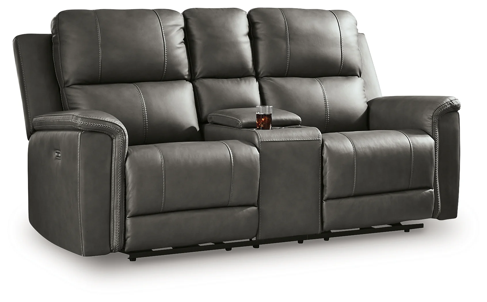 Bleckley Anchor Leather Power Reclining Loveseat with Console - Image 2