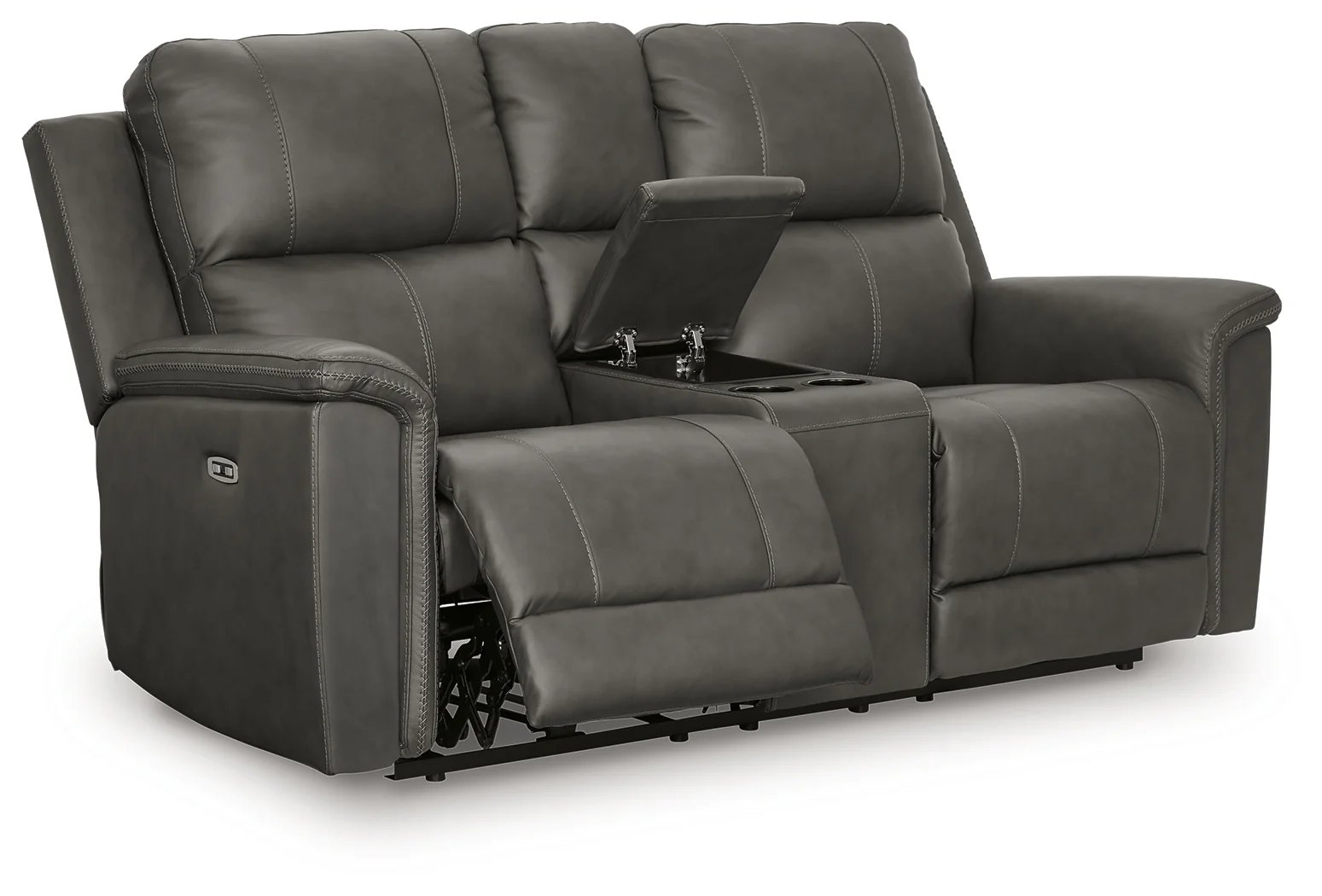 Bleckley Anchor Leather Power Reclining Loveseat with Console - Image 3