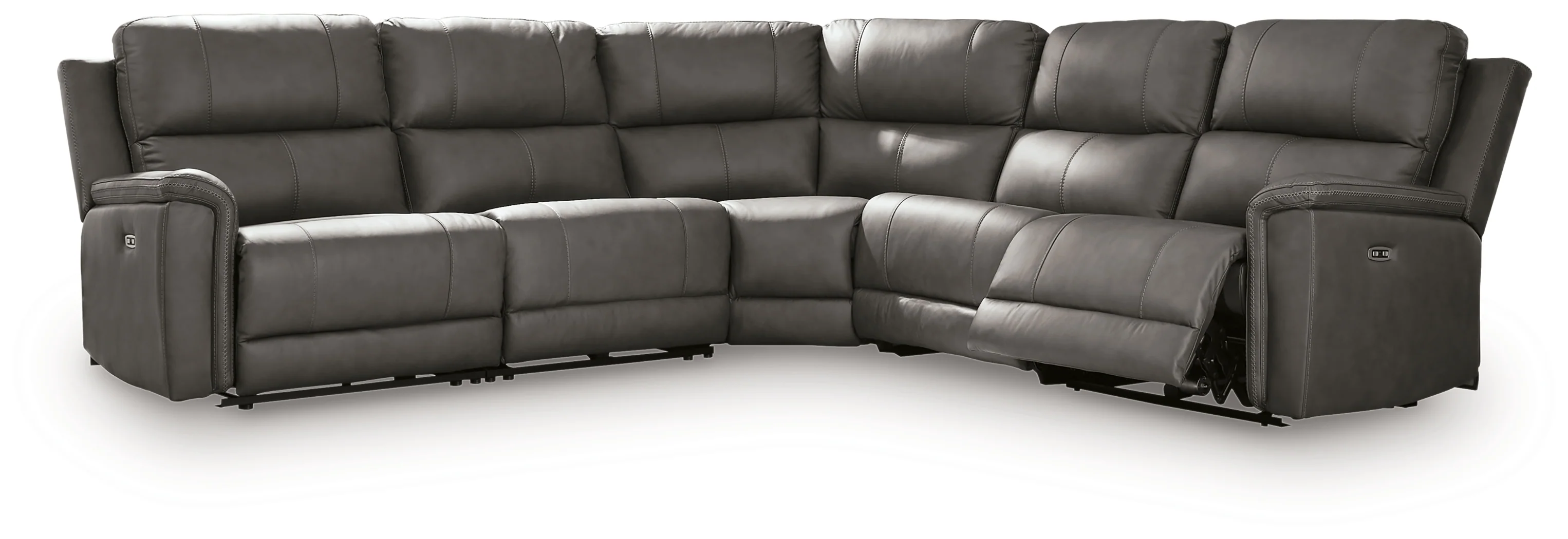Bleckley Anchor Leather 5-Piece Power Reclining Sectional - Image 2