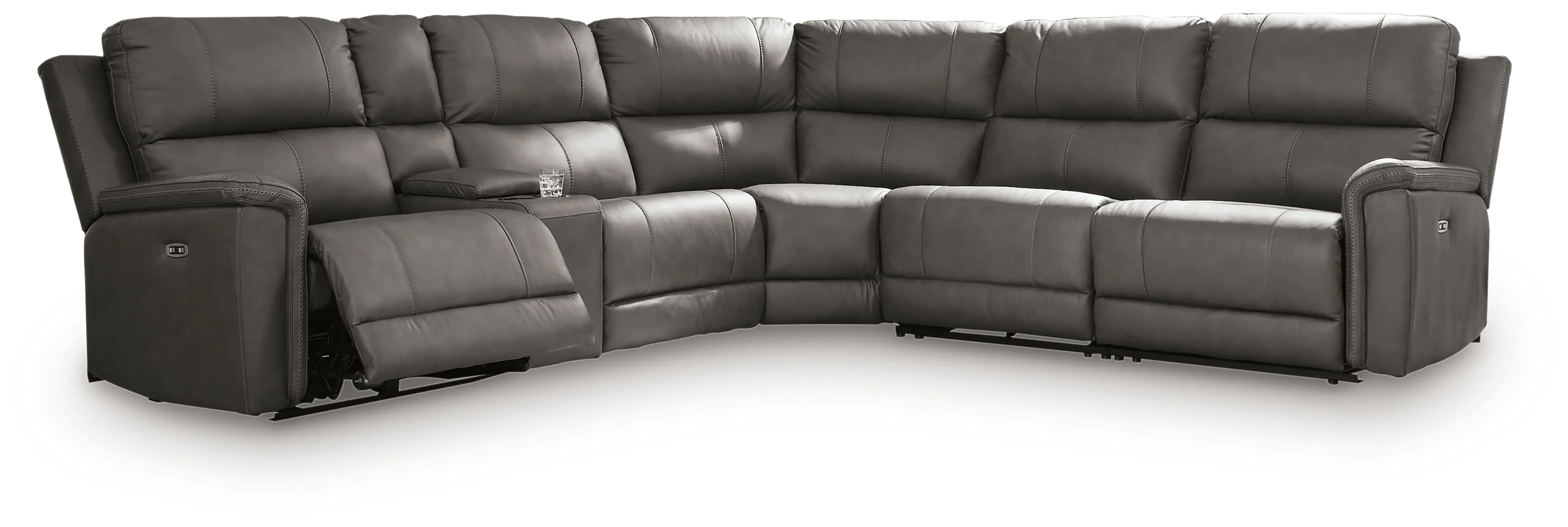Bleckley Anchor Leather 6-Piece Power Reclining Sectional - Image 2