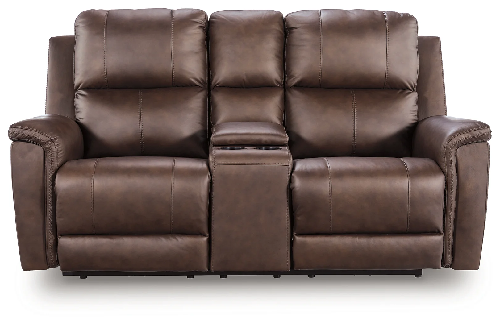 Bleckley Espresso Leather Power Reclining Loveseat with Console - Image 2
