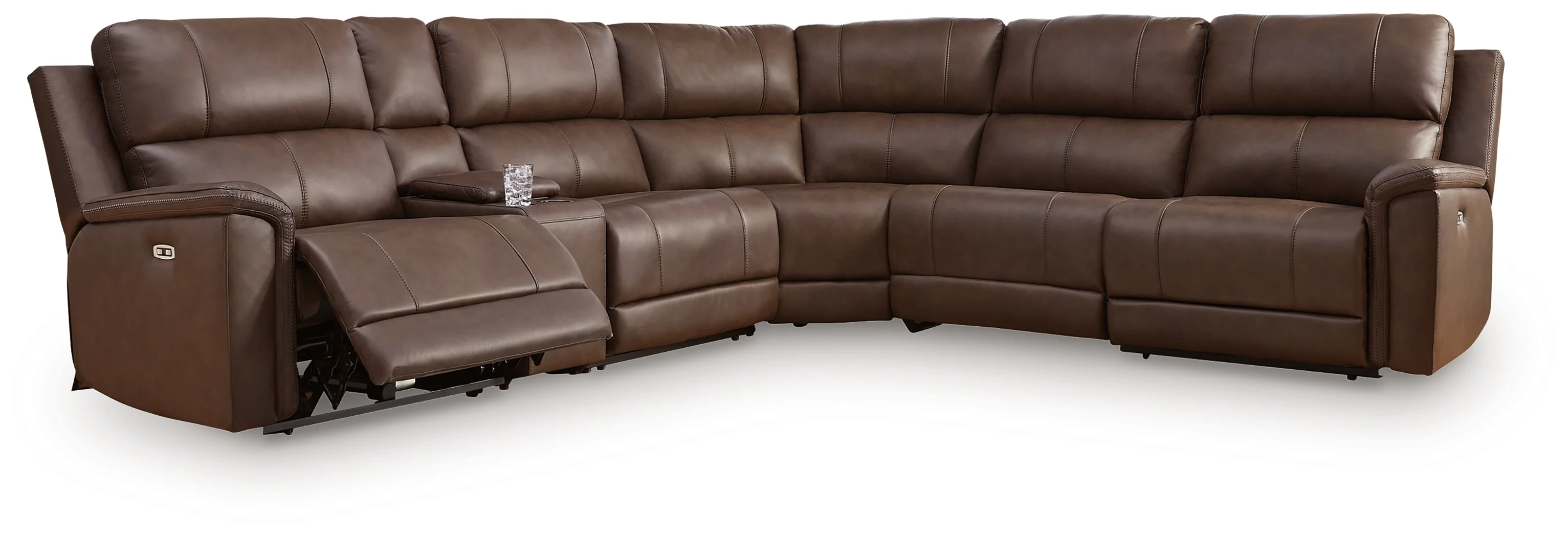 Bleckley Espresso Leather 6-Piece Power Reclining Sectional - Image 2