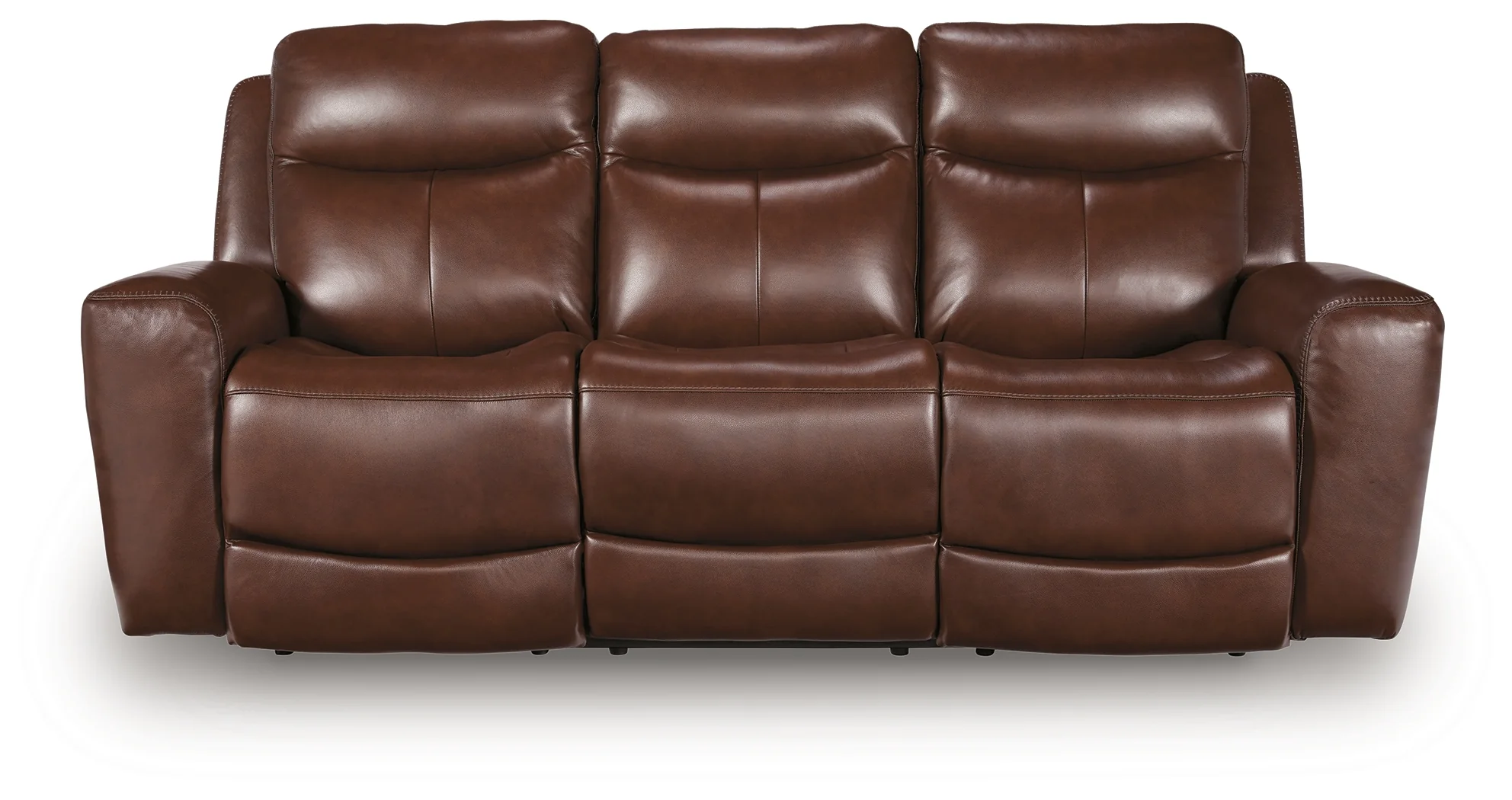 Next Move Mahogany Leather Power Reclining Sofa - Image 3