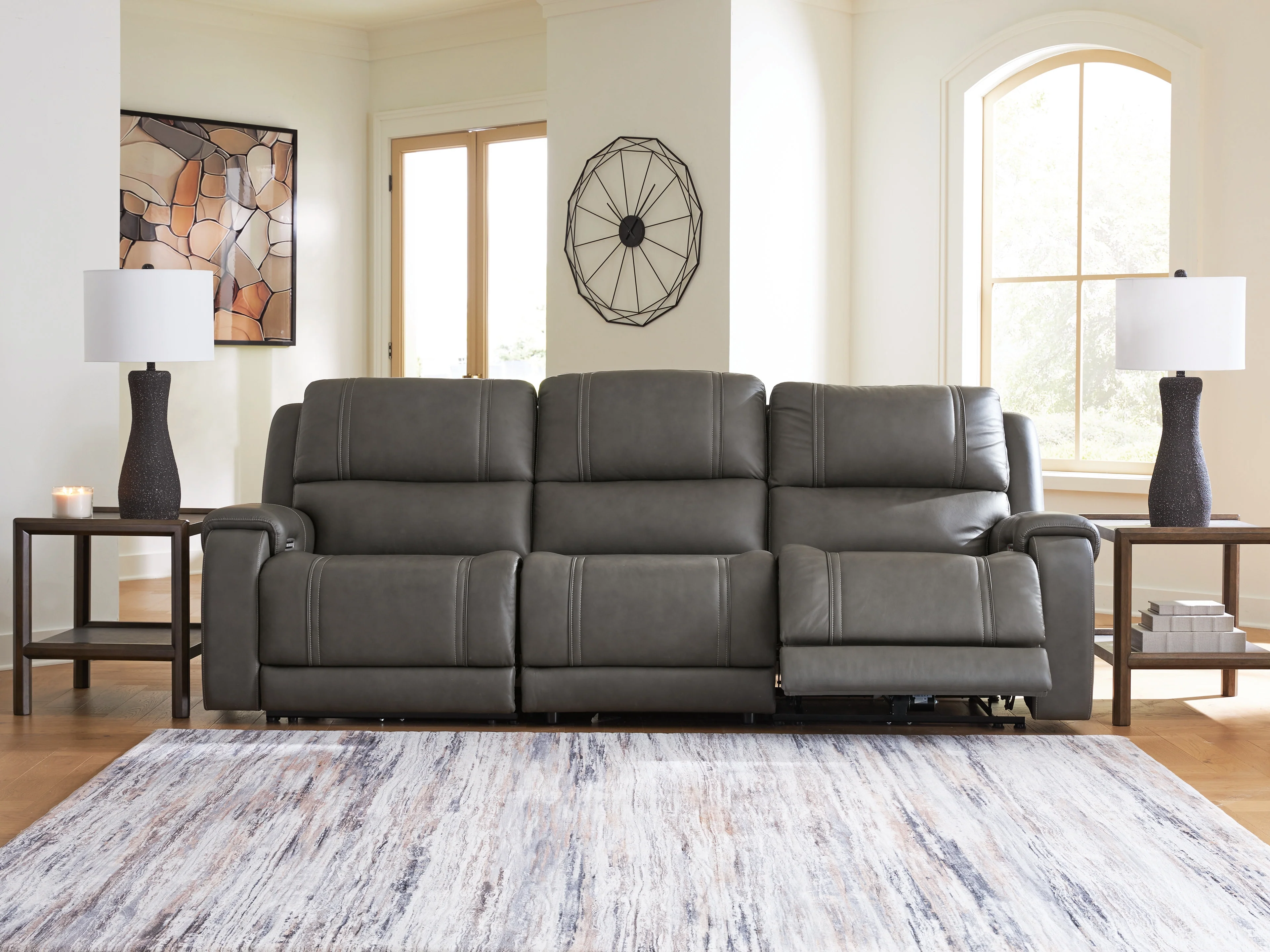 5Z - Pittson Anchor Leather 3-Piece Power Sectional Reclining Sofa - Image 2