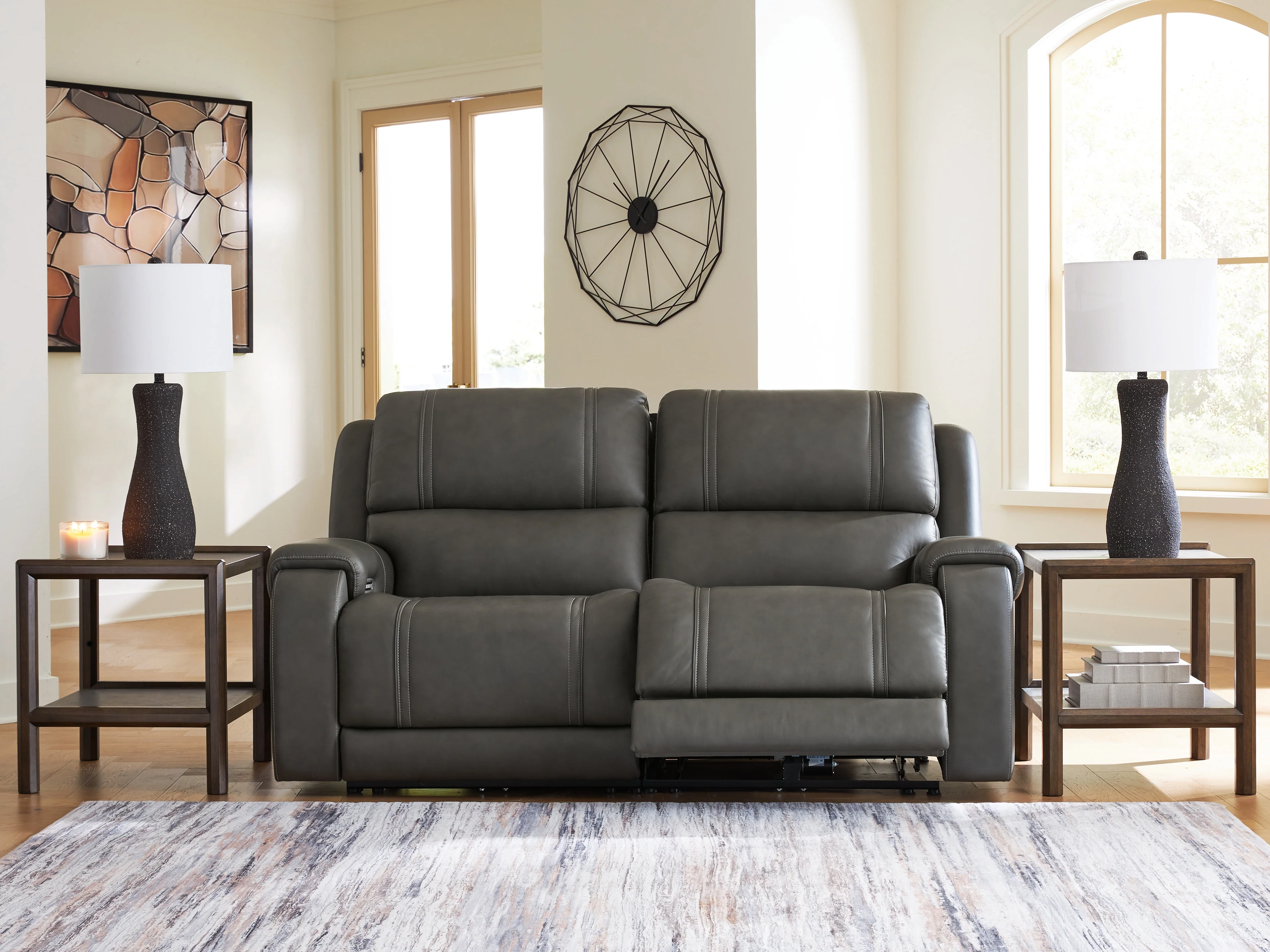 5Z - Pittson Anchor Leather 2-Piece Power Reclining Sectional Loveseat - Image 3