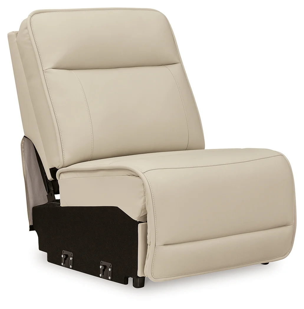 Double Deal Almond Leather 5-Piece Reclining Sectional with Console - Image 3