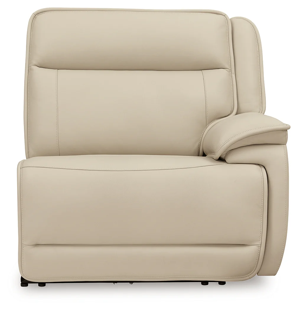 Double Deal Almond Leather 4-Piece Reclining Sectional - Image 2