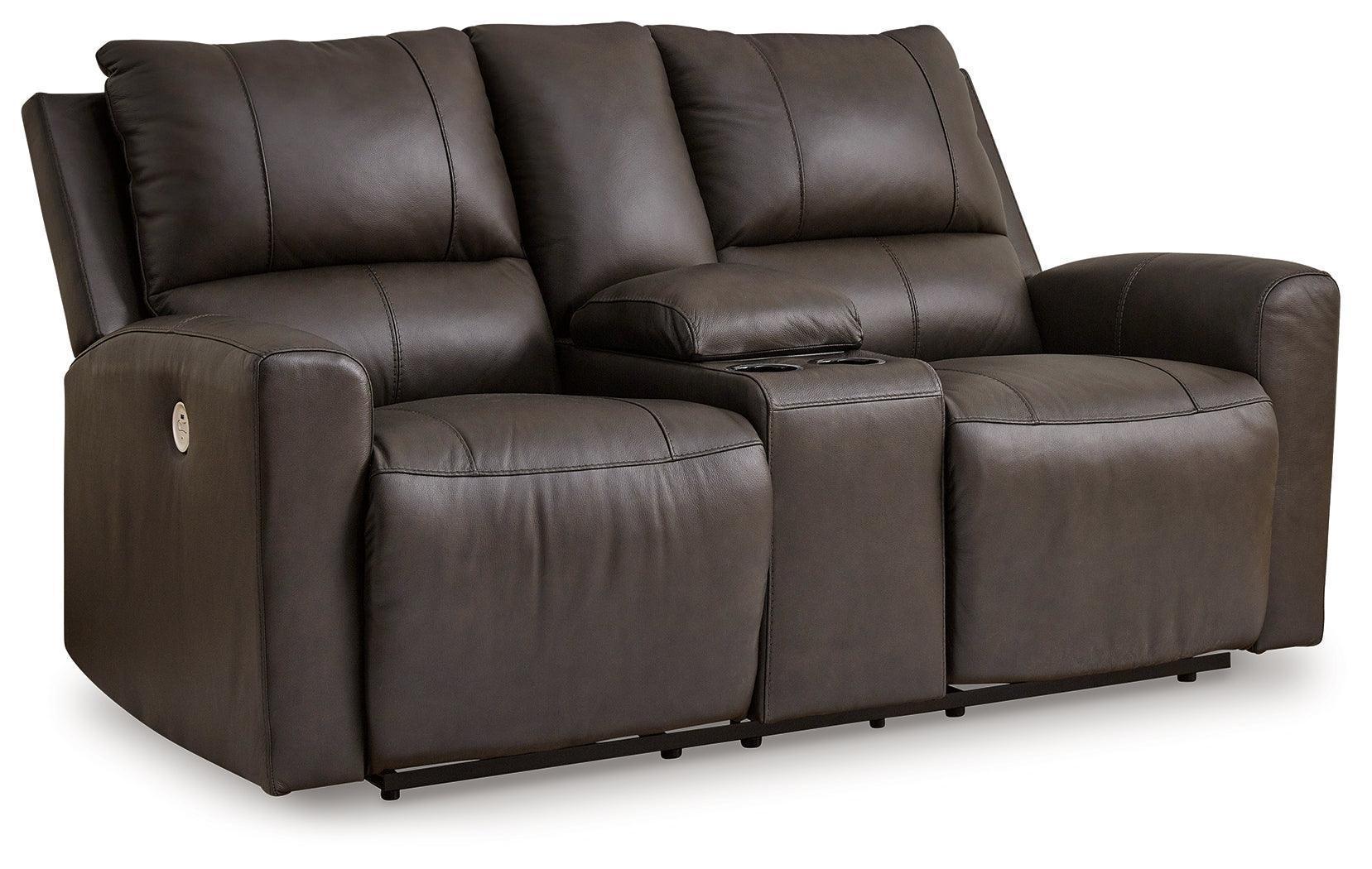 Boxmere Storm Leather Power Reclining Loveseat with Console - Image 2