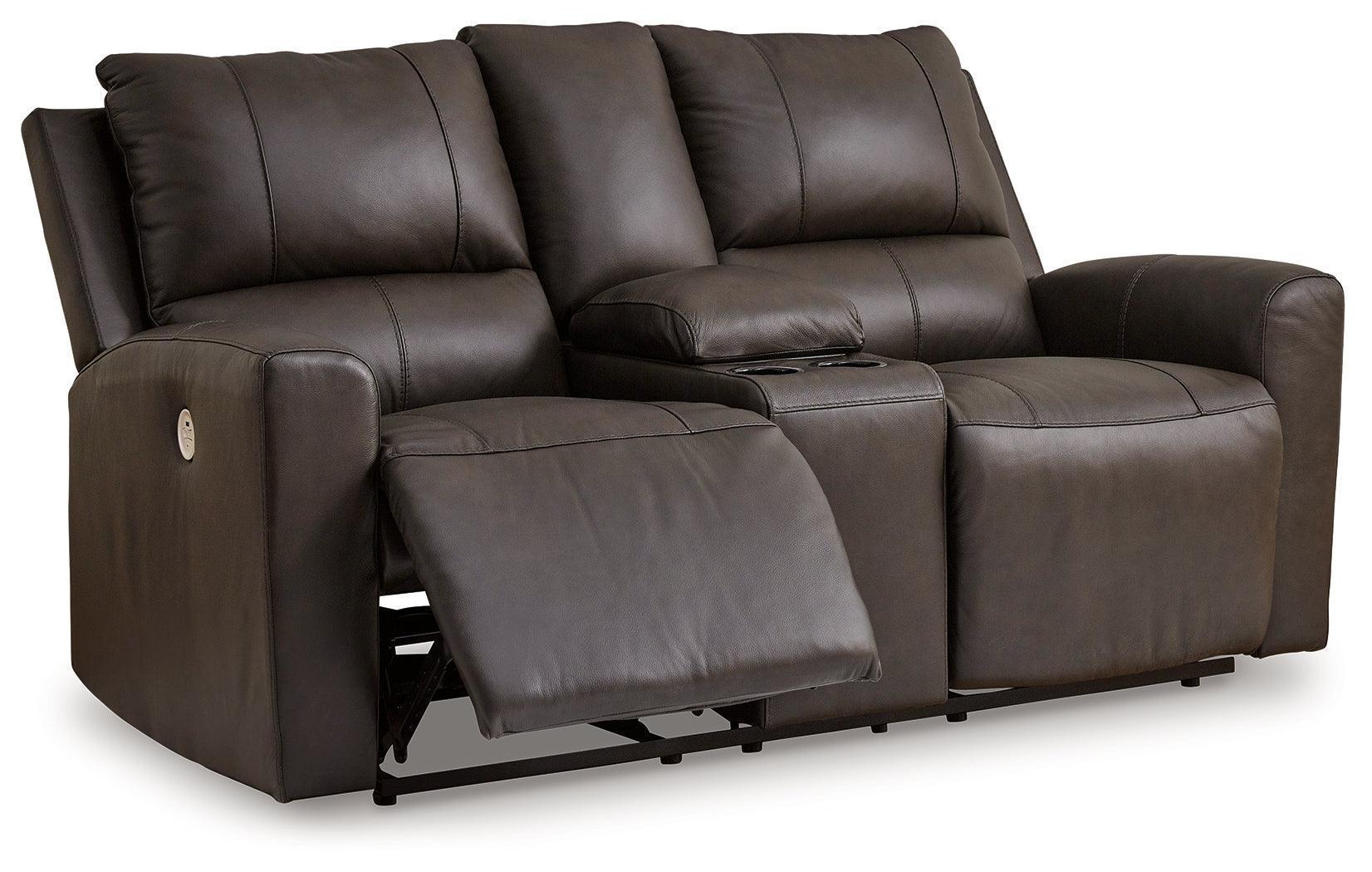 Boxmere Storm Leather Power Reclining Loveseat with Console - Image 3