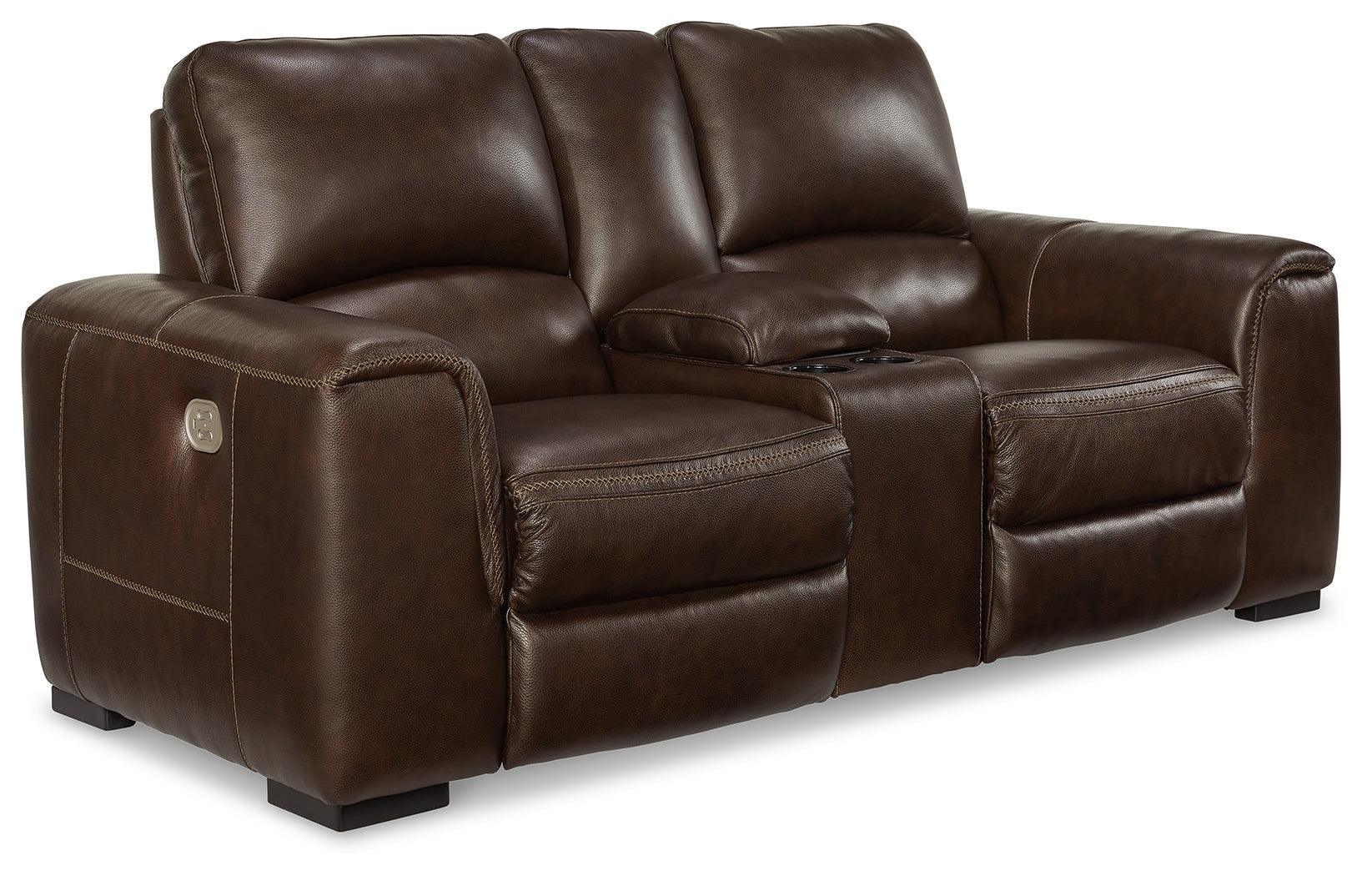 Alessandro Walnut Power Reclining Loveseat With Console - Image 2