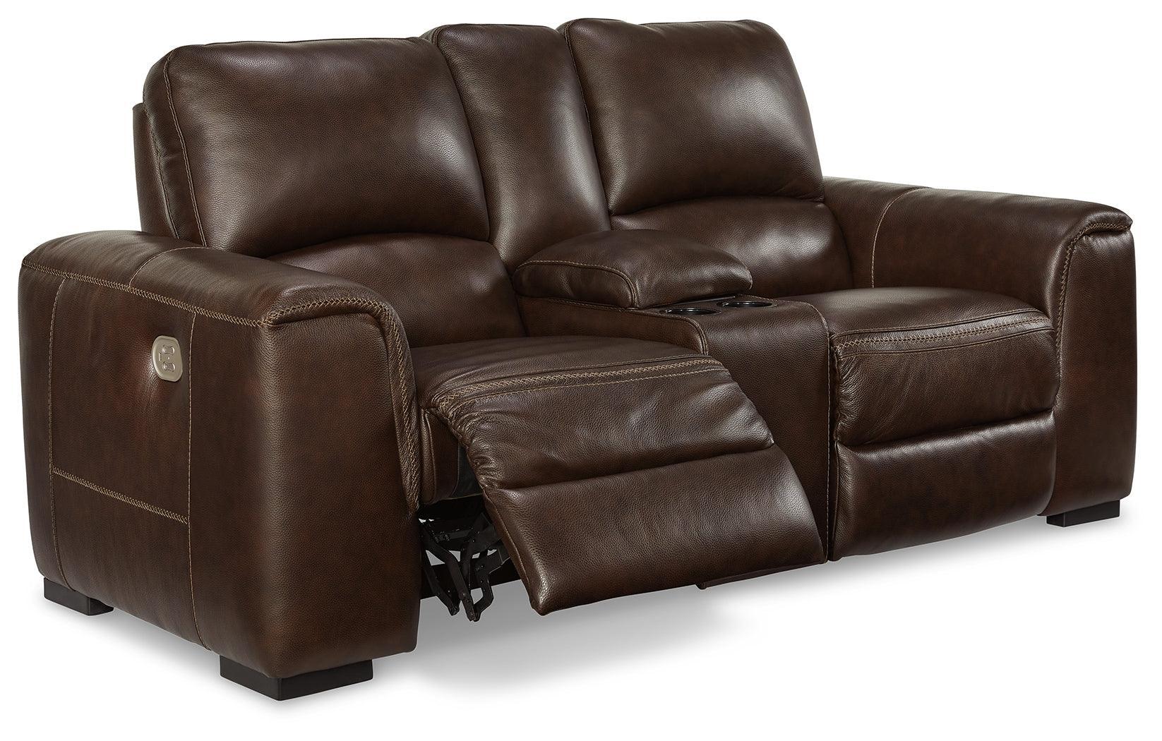 Alessandro Walnut Power Reclining Loveseat With Console - Image 3