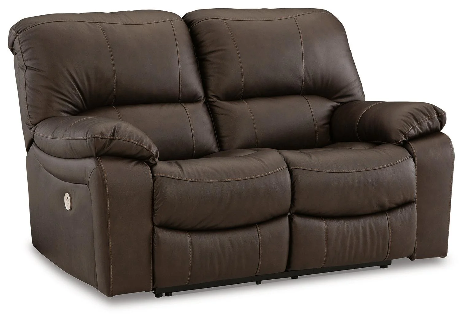 Leesworth Dark Brown Leather Power Reclining Loveseat - Image 2