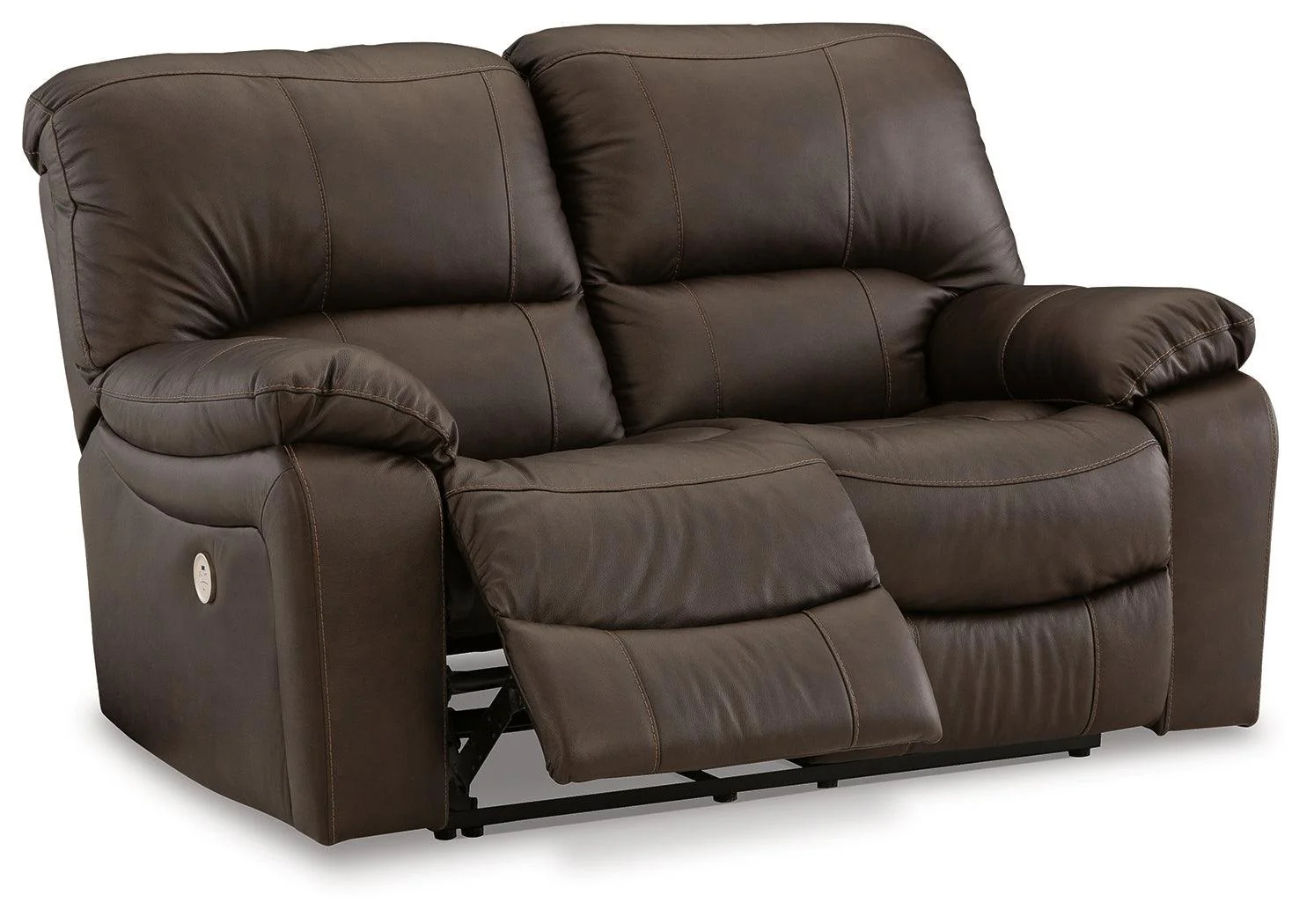 Leesworth Dark Brown Leather Power Reclining Loveseat - Image 3