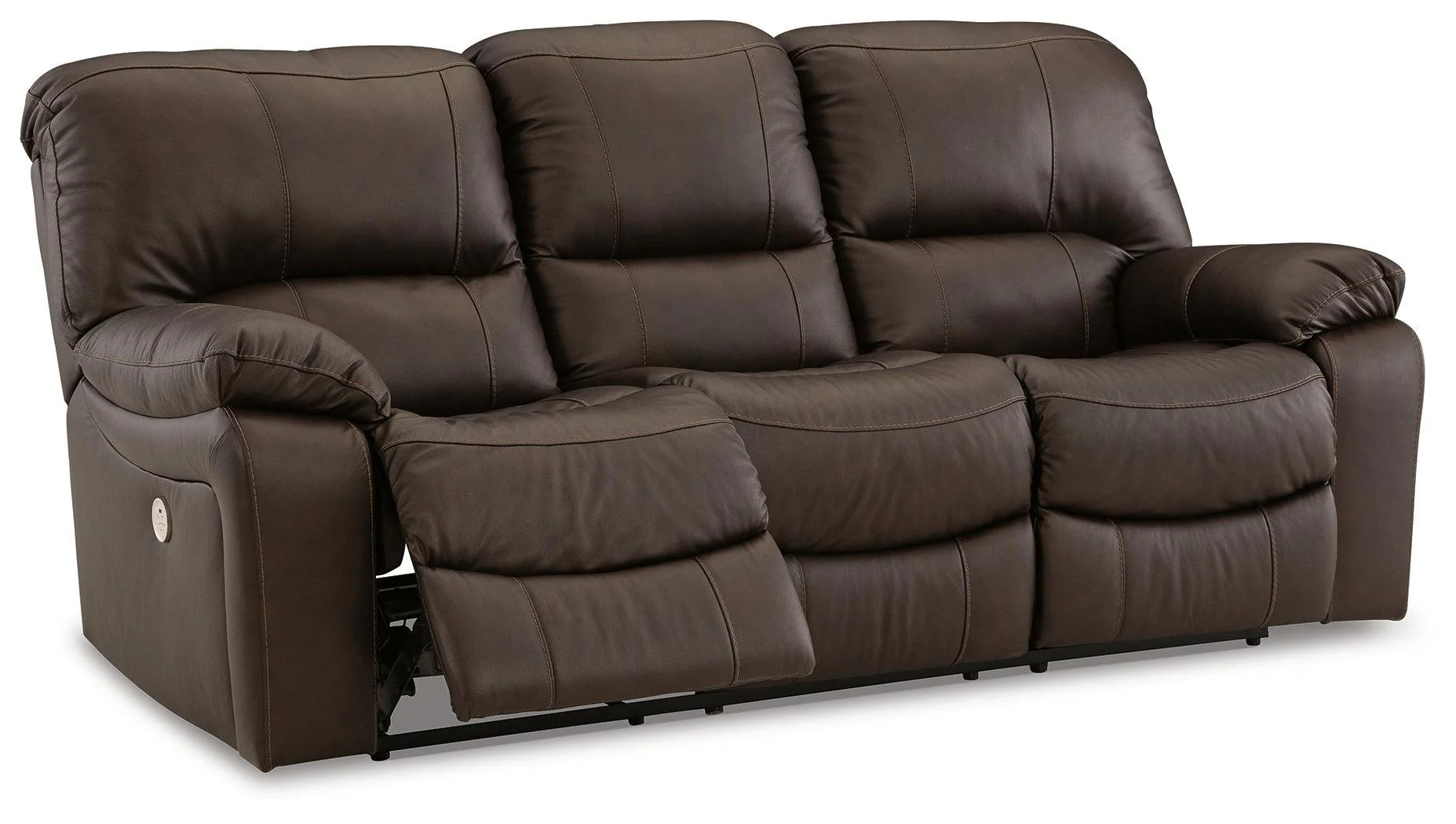 Leesworth Dark Brown Leather Power Reclining Sofa - Image 3