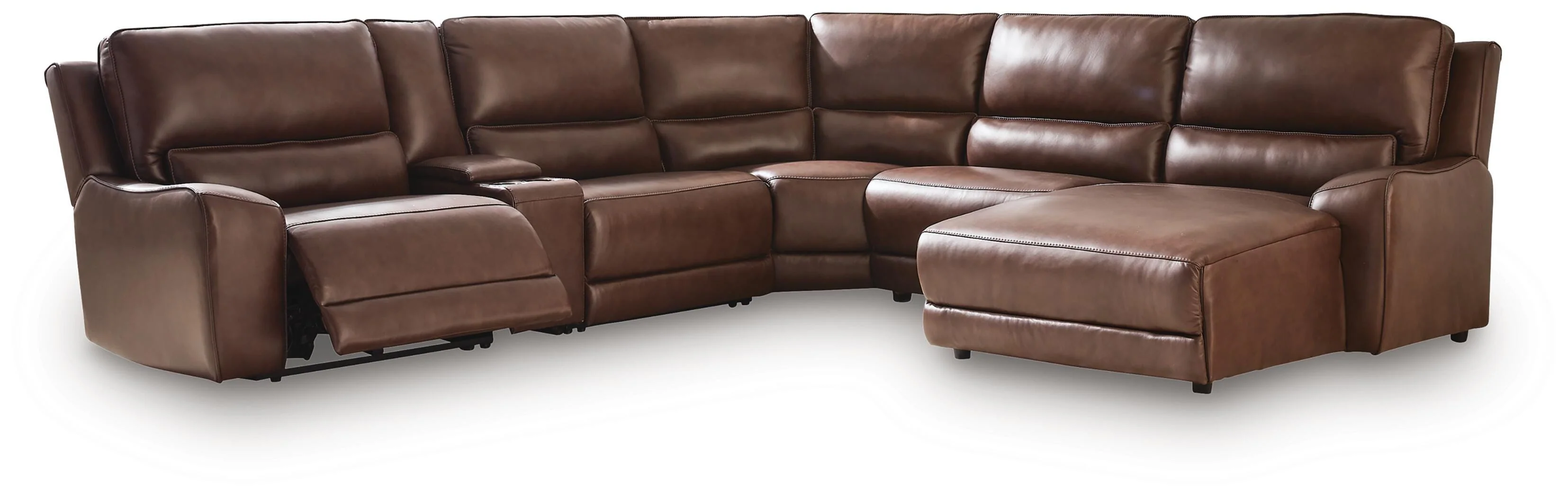 DeepWakes Canyon Leather 6-Piece Power Reclining Sectional with Chaise - Image 2