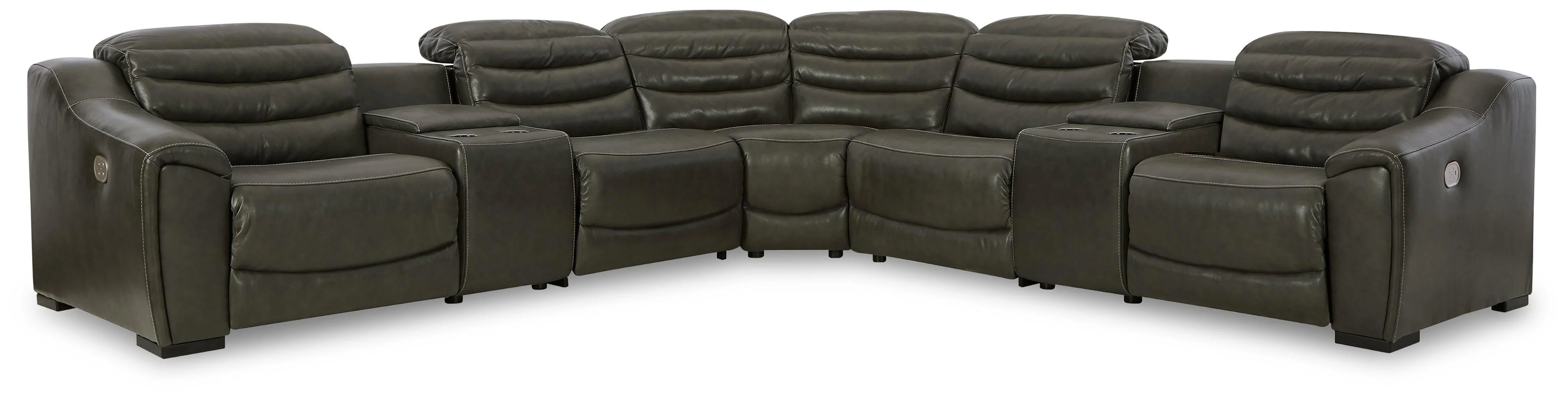 Center Line Dark Gray 7-Piece Power Reclining Sectional - Image 2