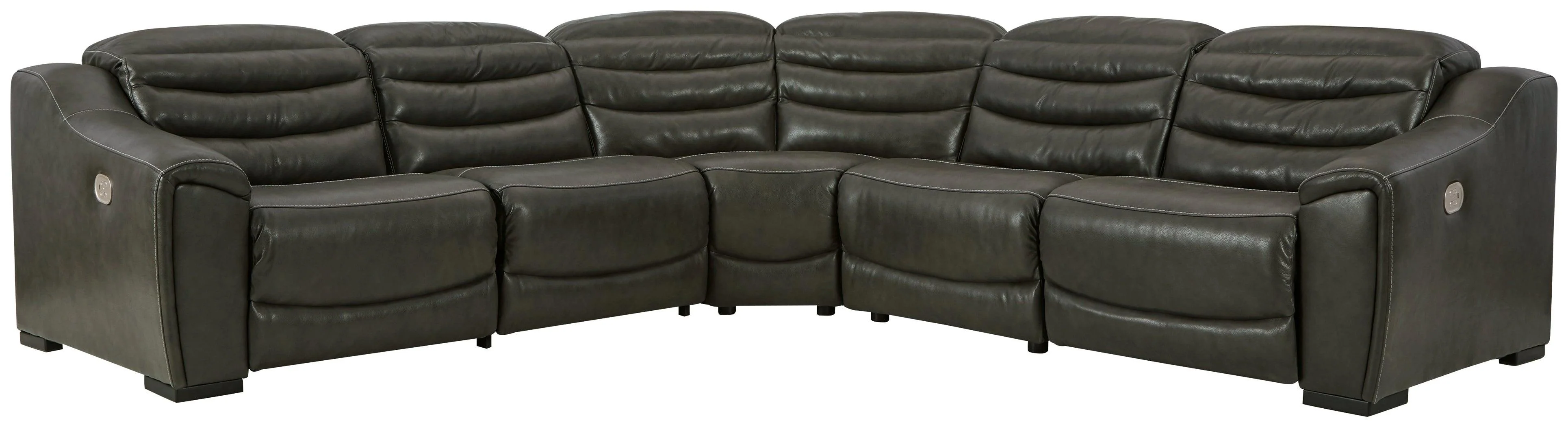 Center Line Dark Gray 5-Piece Power Reclining Sectional - Image 2