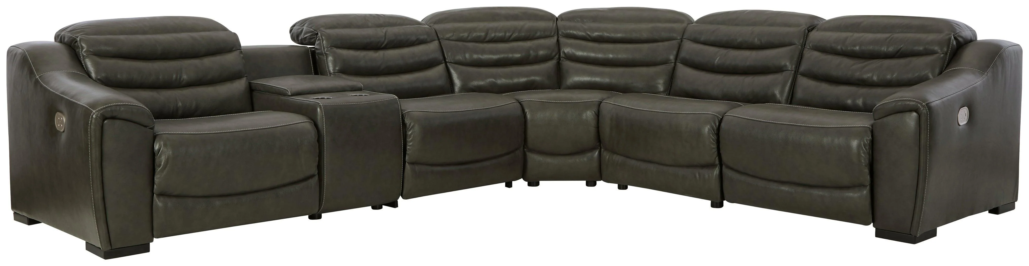 Center Line Dark Gray 6-Piece Power Reclining Sectional - Image 2