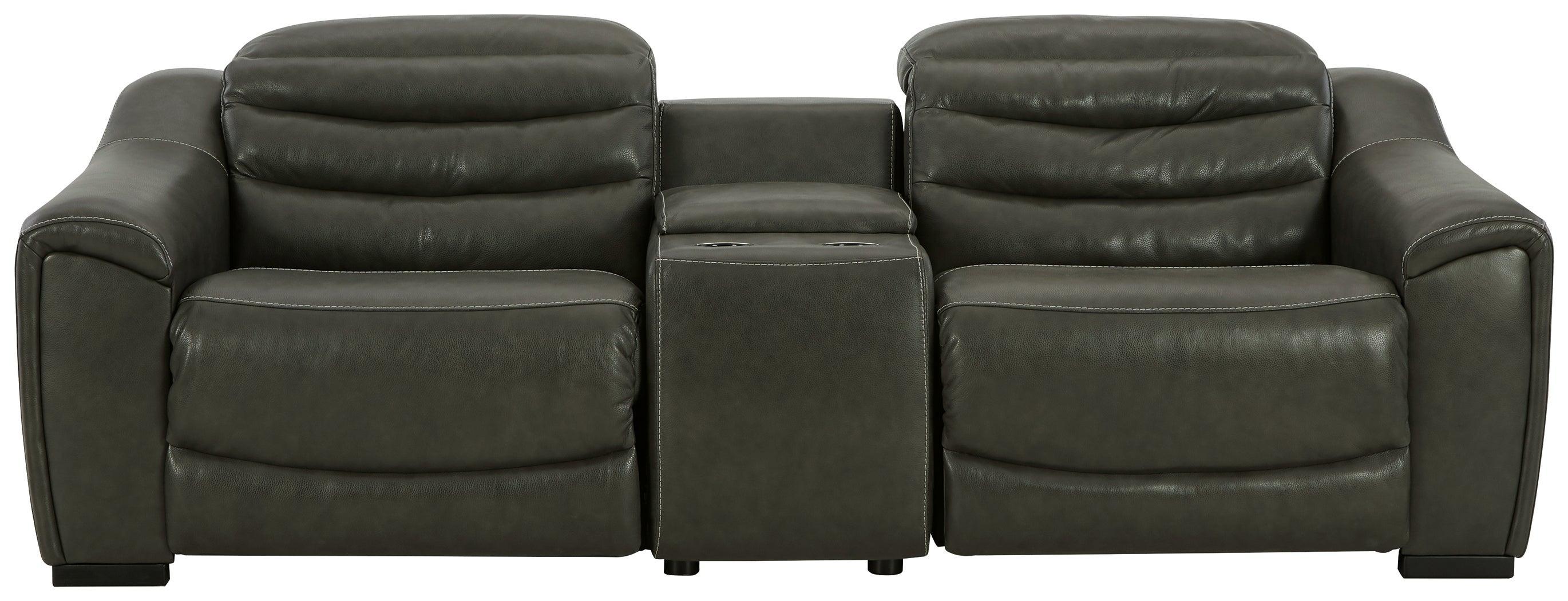Center Line Dark Gray 3-Piece Power Reclining Loveseat With Console - Image 2